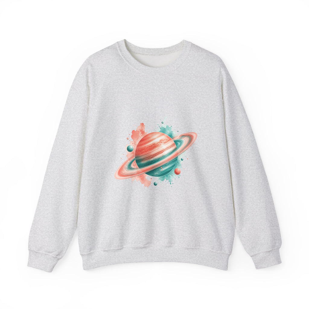 Matching Couple Sweatshirt - Saturn & Jupiter Matching Couple Premium Fleece Sweatshirt Watercolor Art His Hers Birthday Gift - Design A