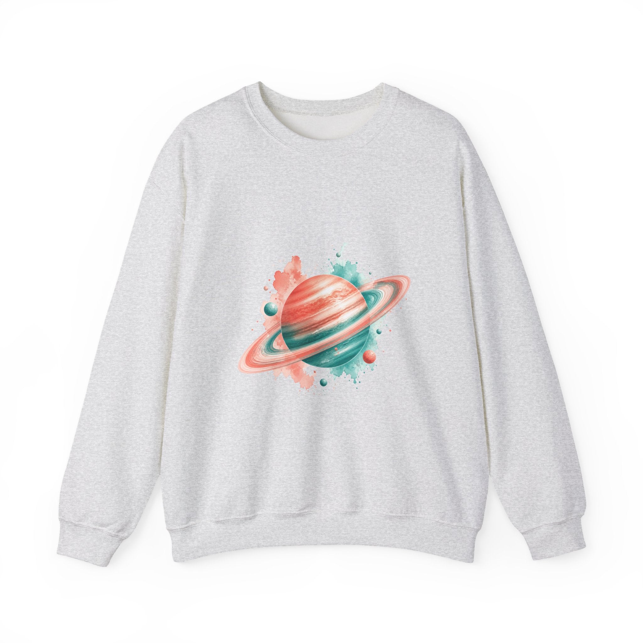 Matching Couple Sweatshirt - Saturn & Jupiter Matching Couple Premium Fleece Sweatshirt Watercolor Art His Hers Birthday Gift - Design A