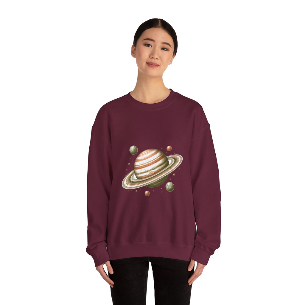 Matching Couple Sweatshirt - Saturn & Jupiter Matching Couple Comfort Colors Crew Hand-Drawn Art His Hers Anniversary Gift - Design A