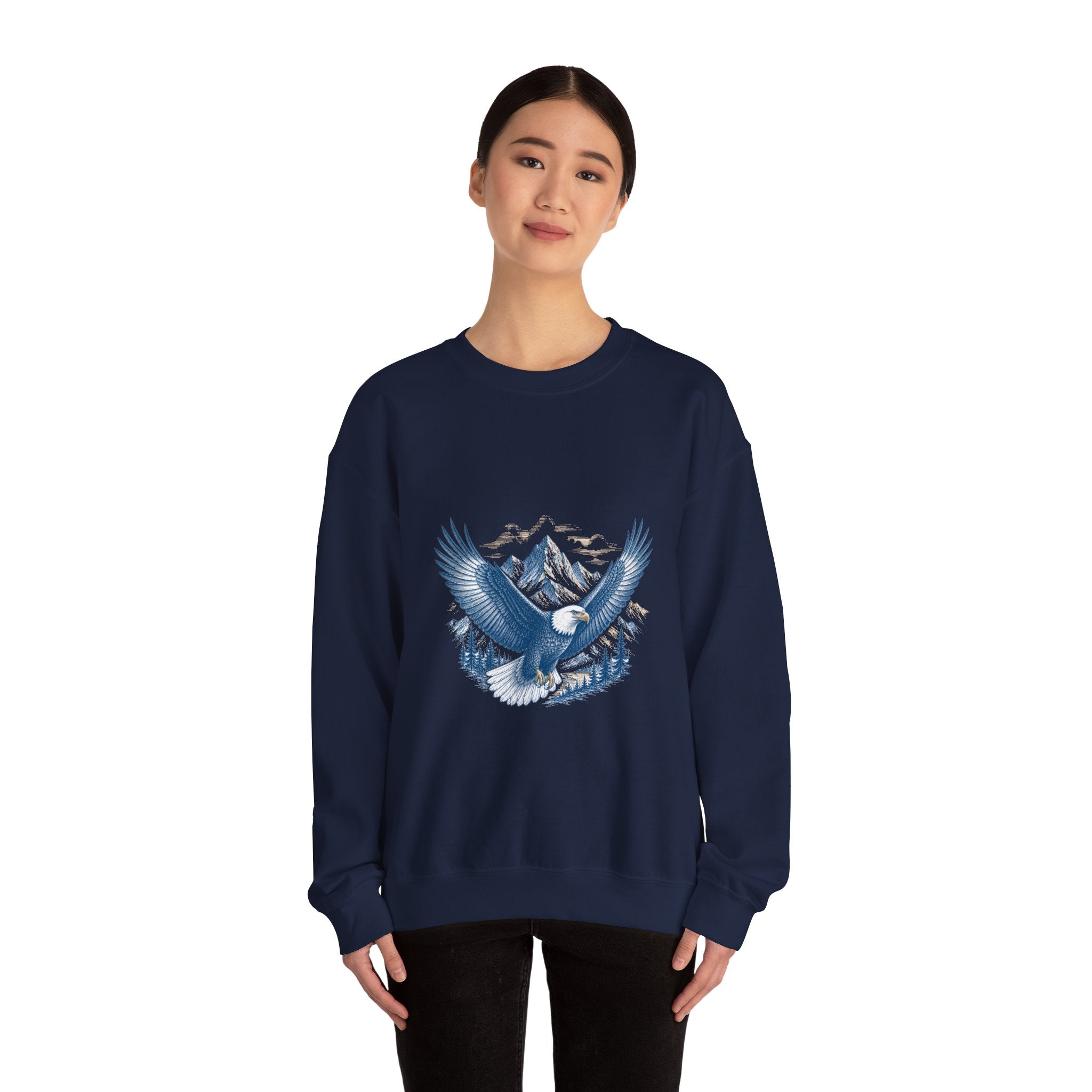 Matching Couple Sweatshirt - Eagle & Whale Matching Couple Comfort Colors Crew Hand-Drawn Art His Hers Anniversary Gift - Design A
