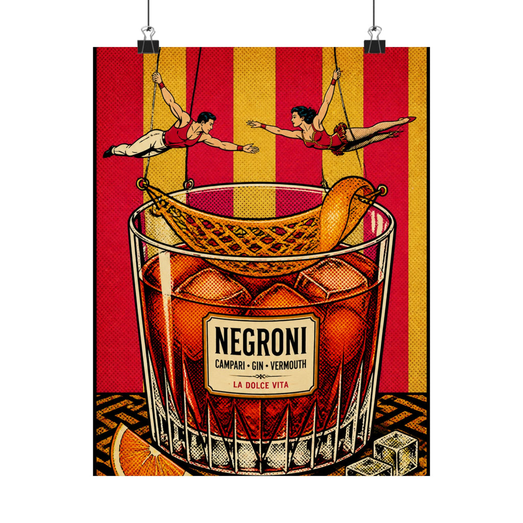 Negroni Trapeze Act Wall Art Poster 18×24 Pop Art Living Room Decor Maximalist Print