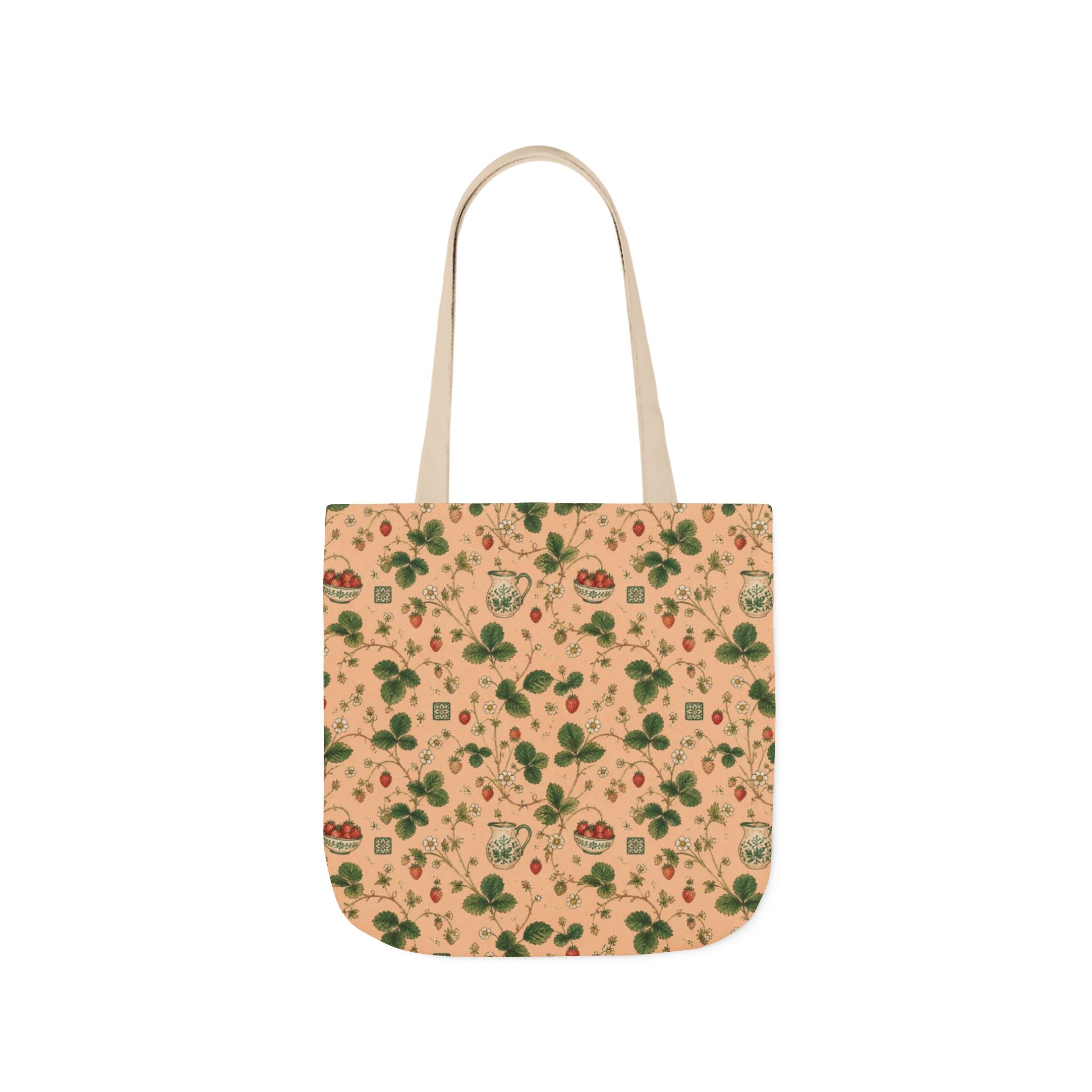 Wild Strawberries Canvas Tote Bag Mediterranean Kitchen Watercolor Design Italian Cottagecore Gift