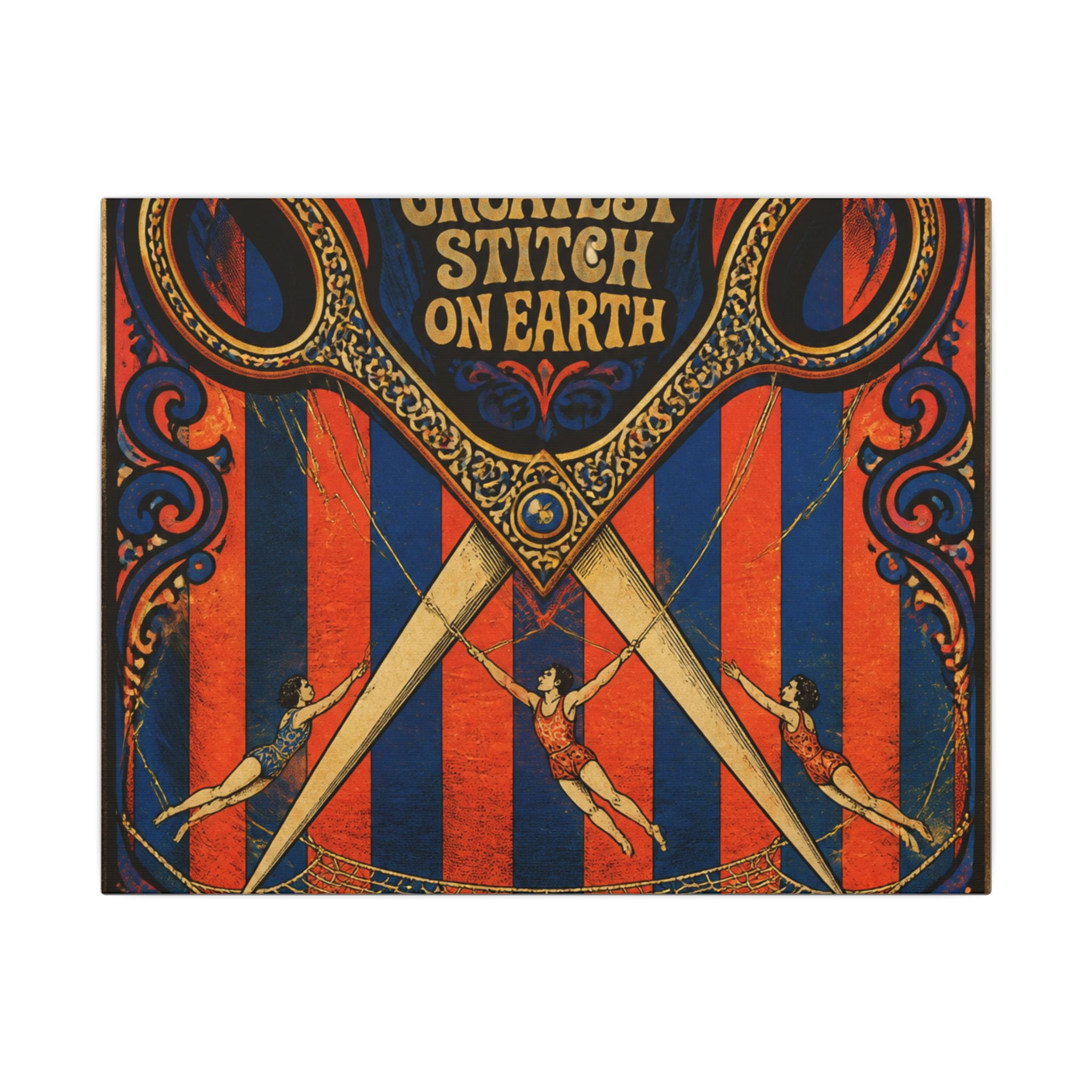 Giant Scissors Trapeze Wall Art Canvas 24×36 Psychedelic Dining Room Decor Maximalist Print