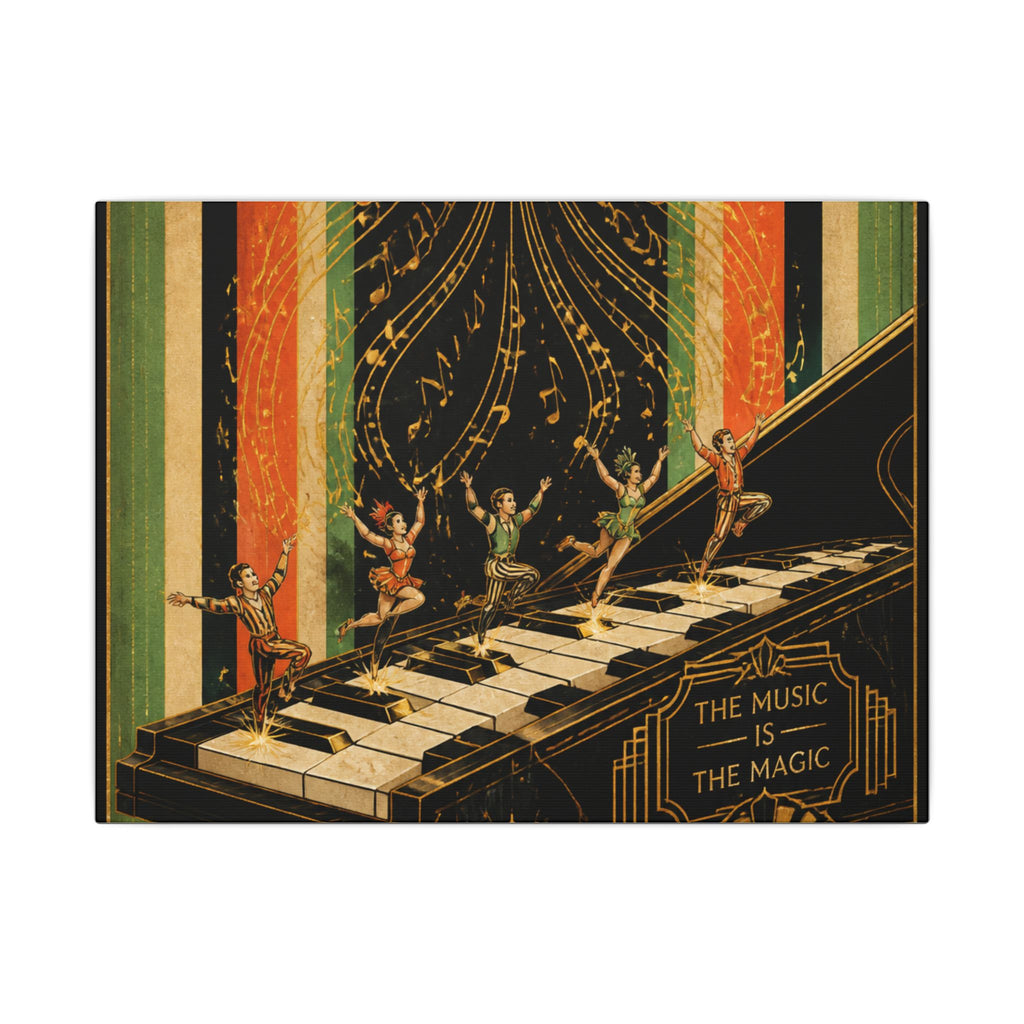 Grand Piano Acrobats Wall Art Canvas 16×20 Art Deco Entryway Decor Maximalist Print