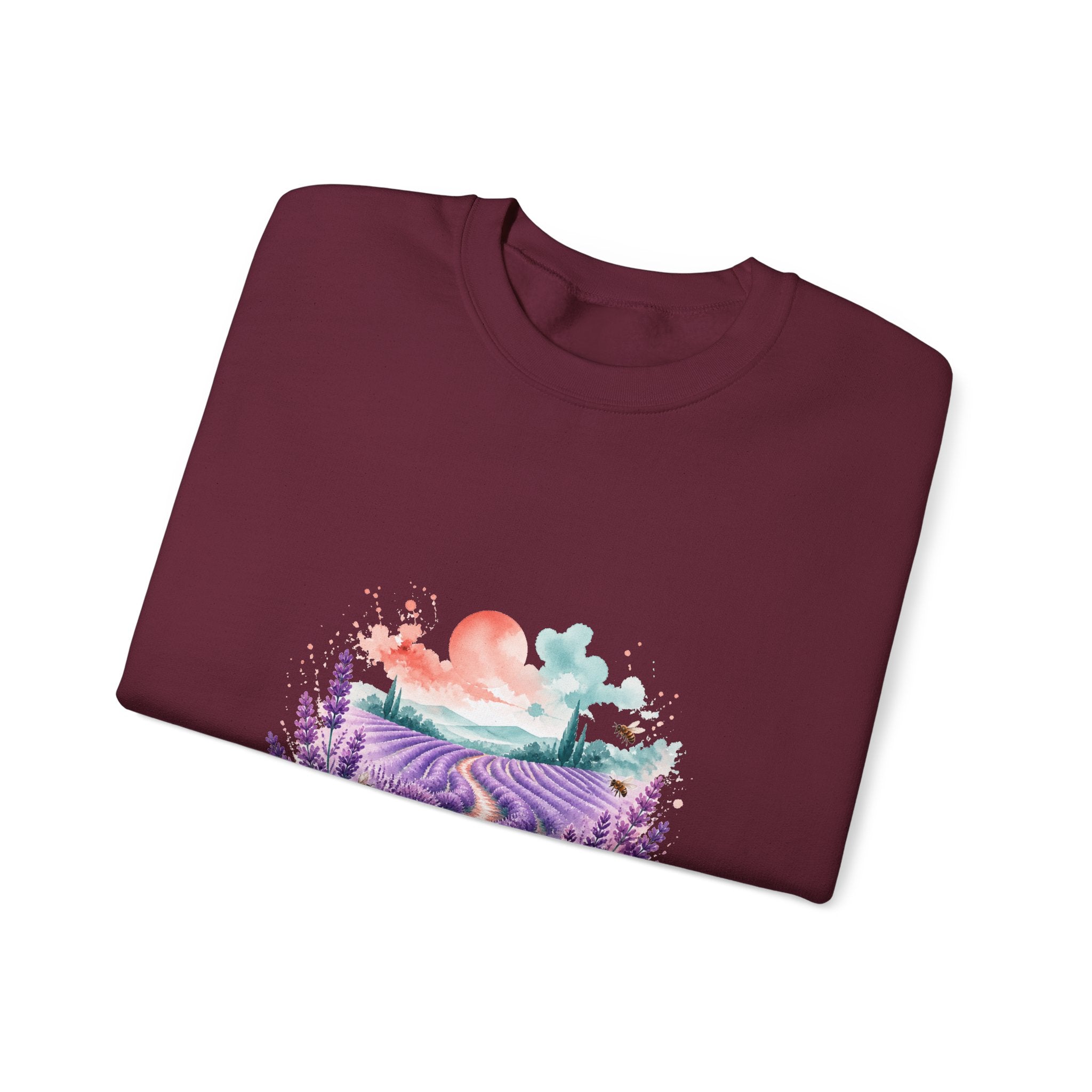 Matching Couple Sweatshirt - Lavender Fields & Canyon Matching Couple Comfort Colors Crew Watercolor Art His Hers Birthday Gift - Design A