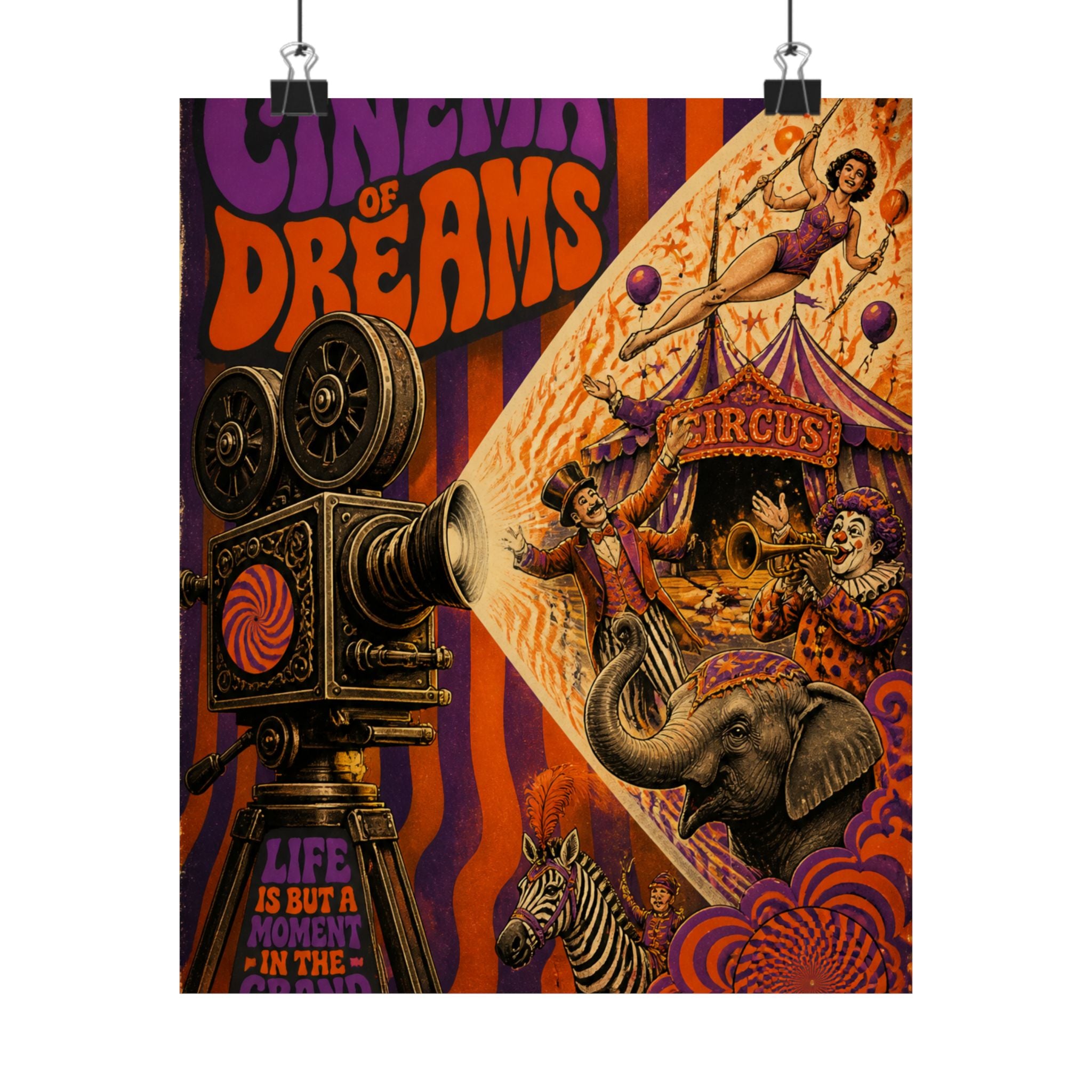 Film Camera Projector Show Wall Art Poster 24×36 Psychedelic Dining Room Decor Maximalist Print