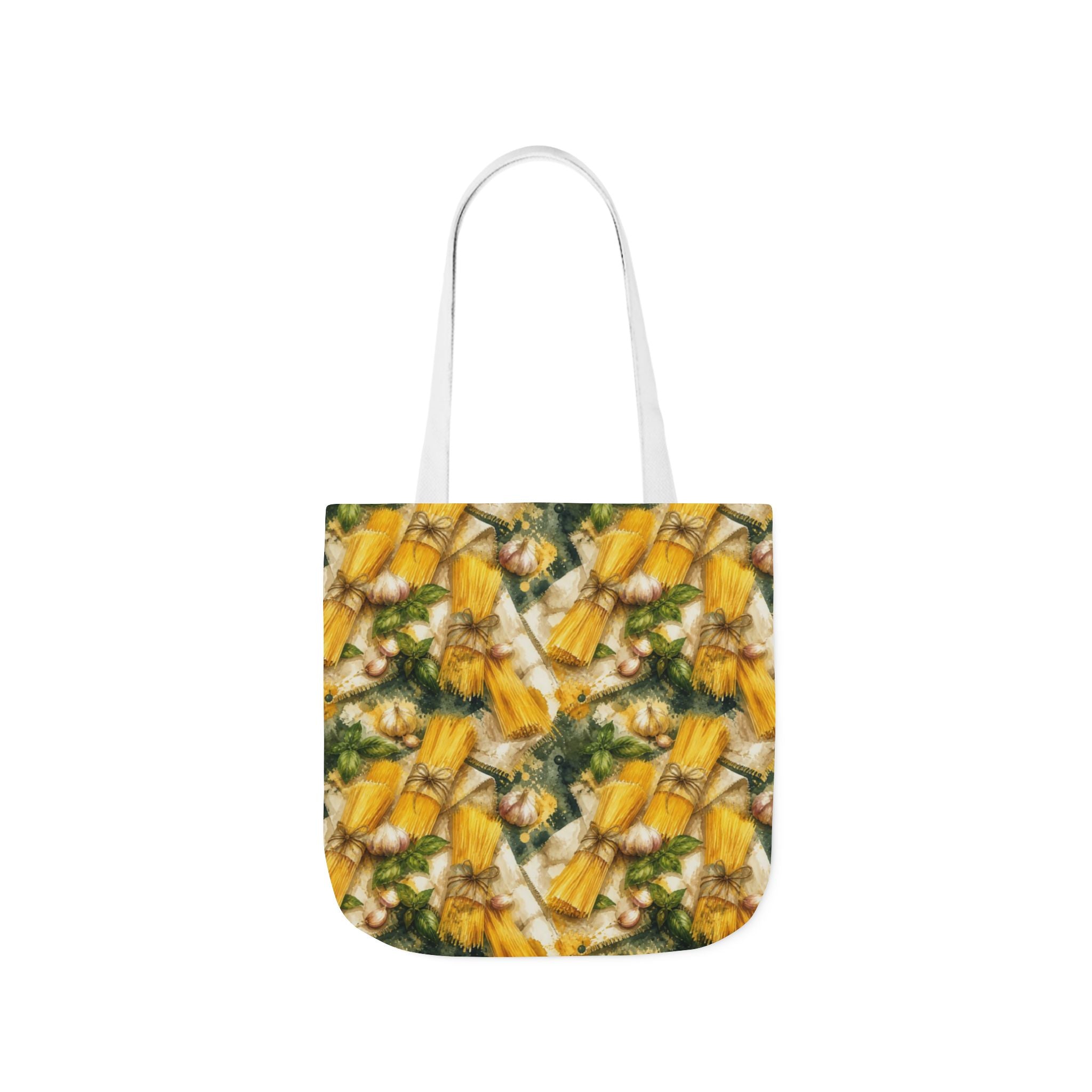 Spaghetti Bundle Canvas Tote Bag Mediterranean Kitchen Watercolor Splash Design Italian Cottagecore Gift