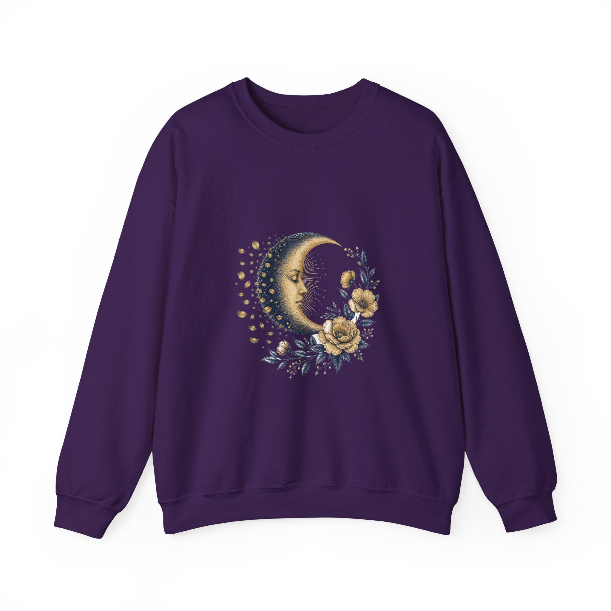 Matching Couple Sweatshirt - Waxing & Waning Moon Matching Couple Premium Fleece Sweatshirt Vintage Art His Hers Honeymoon Gift - Design B