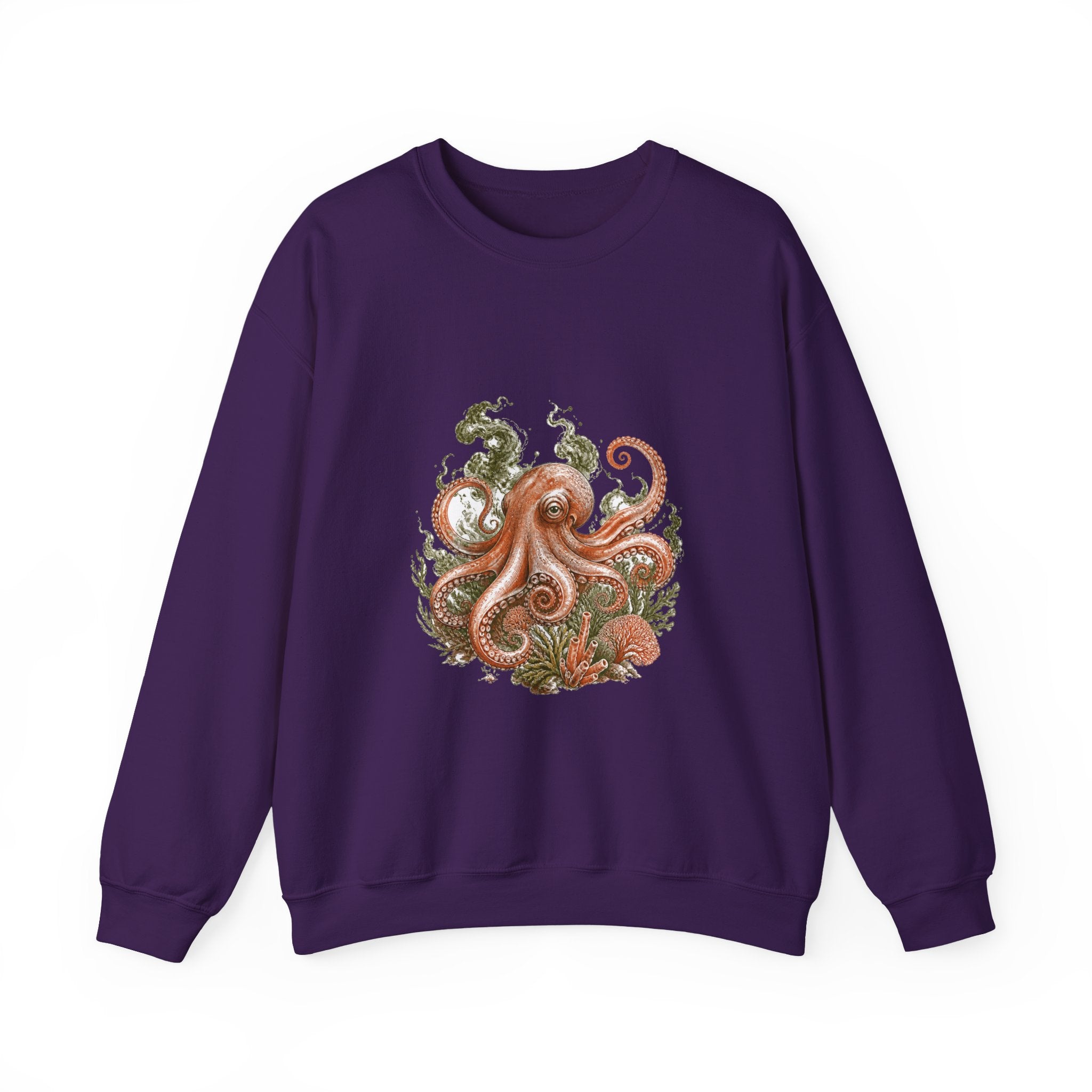 Matching Couple Sweatshirt - Octopus & Jellyfish Matching Couple Comfort Colors Crew Hand-Drawn Art His Hers Anniversary Gift - Design A