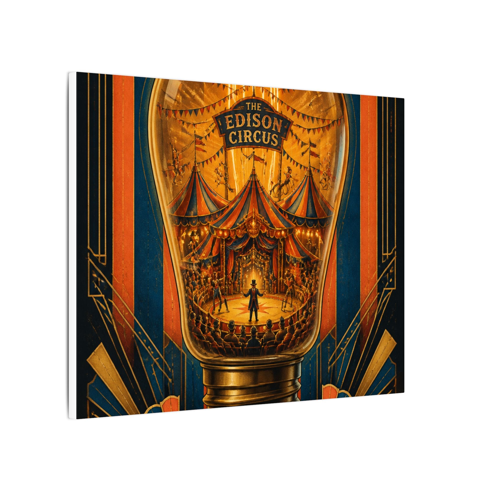 Light Bulb Circus Wall Art Canvas 16×20 Art Deco Entryway Decor Maximalist Print