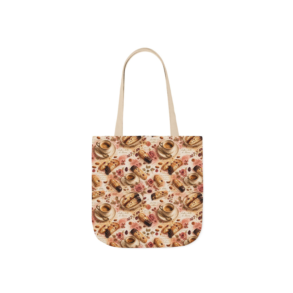 Almond Biscotti Canvas Tote Bag Mediterranean Kitchen Watercolor Splash Design Italian Cottagecore Gift