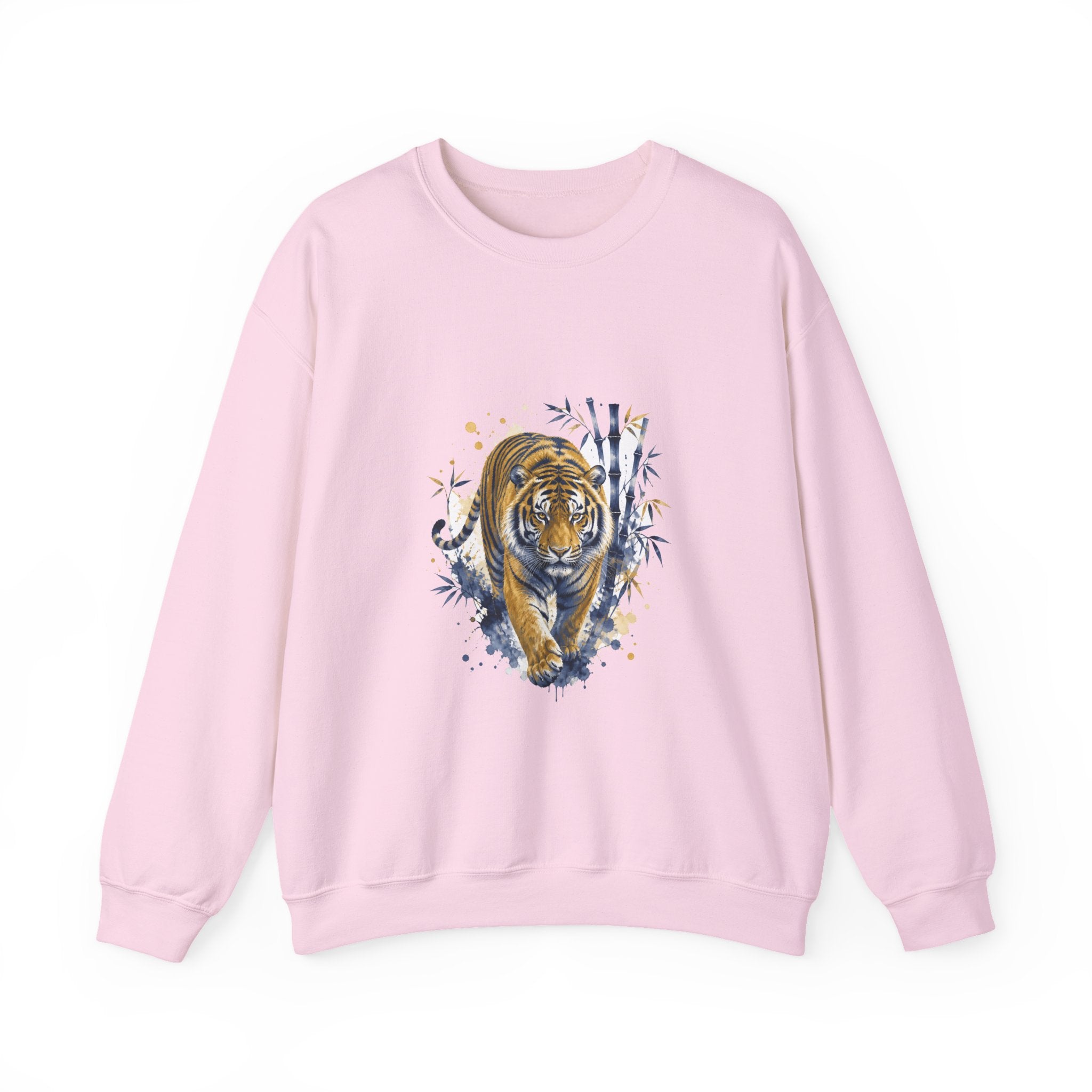 Matching Couple Sweatshirt - Tiger & Crane Matching Couple Crewneck Sweatshirt Watercolor Art His Hers Engagement Gift - Design A