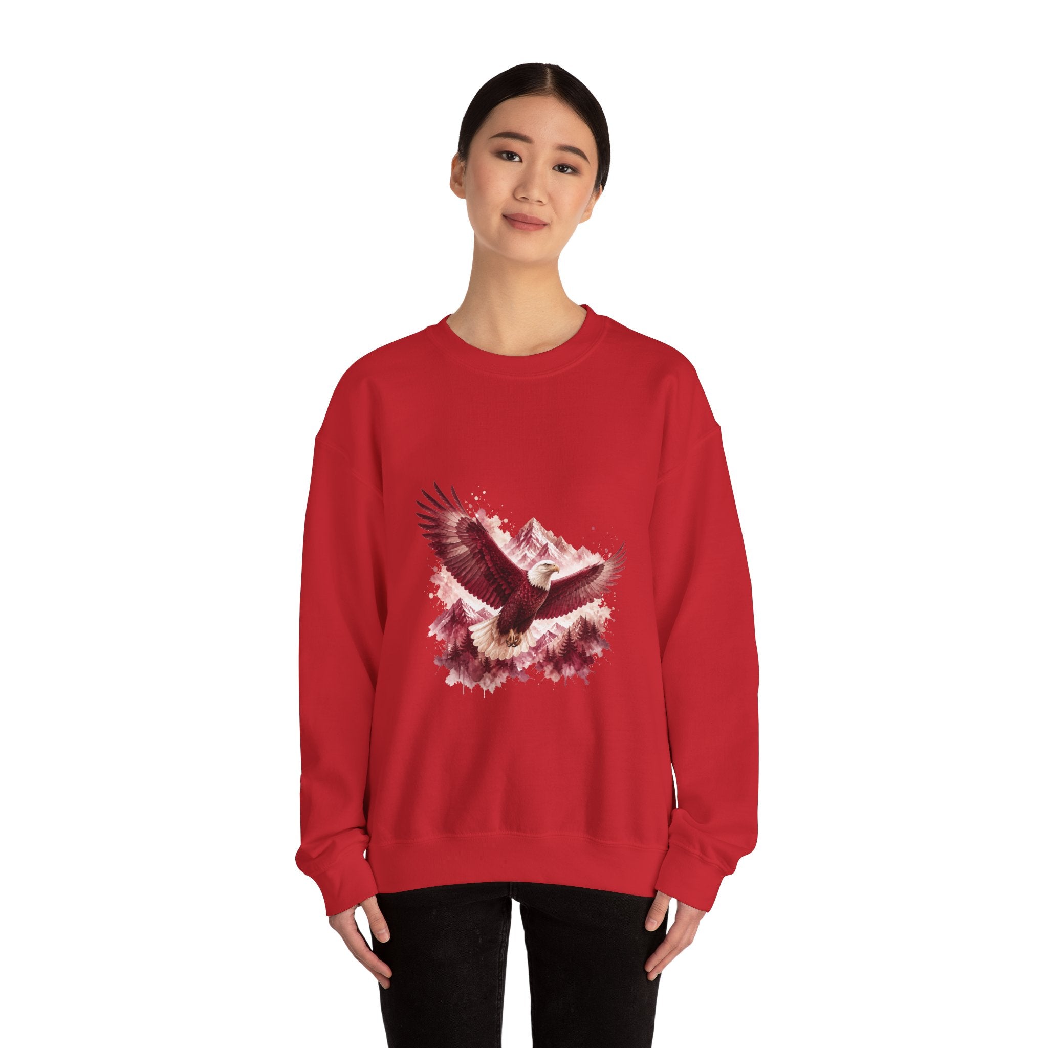 Matching Couple Sweatshirt - Eagle & Whale Matching Couple Crewneck Sweatshirt Watercolor Art His Hers Engagement Gift - Design A