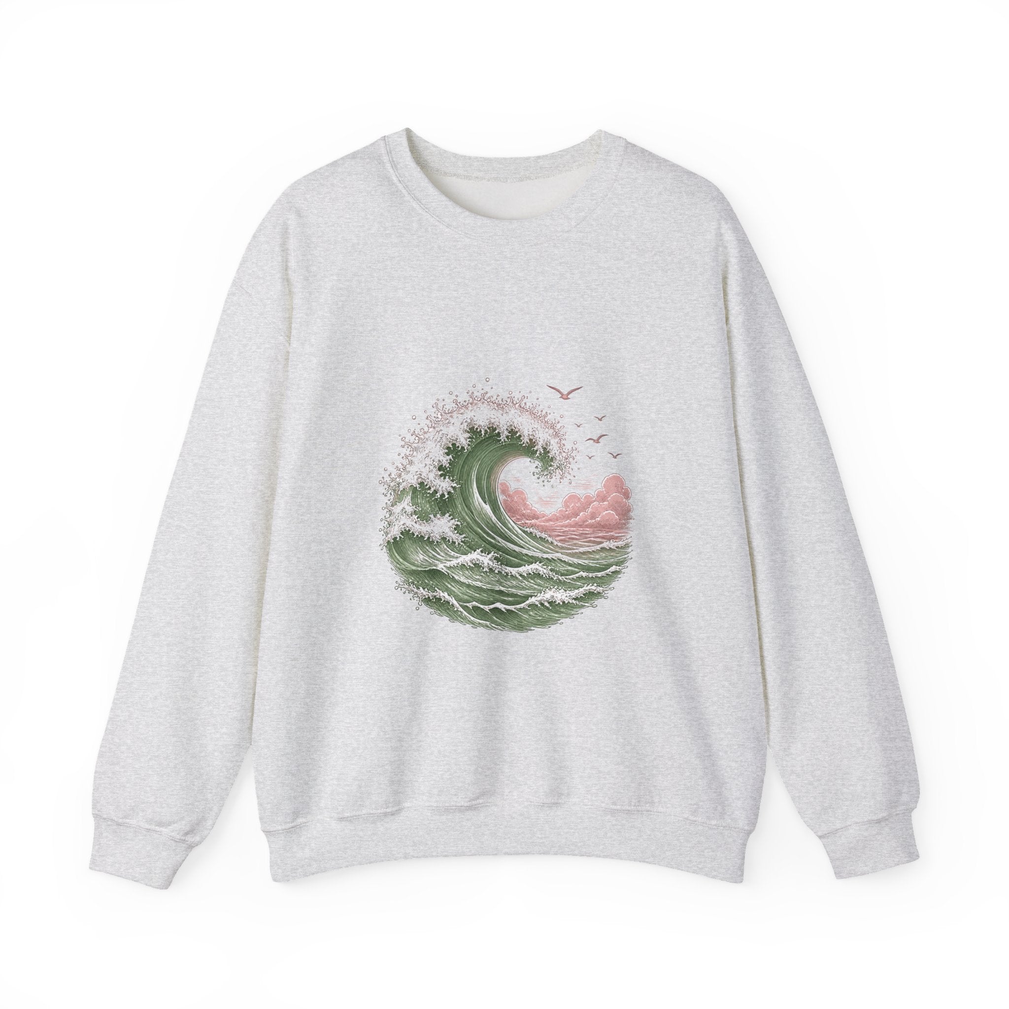 Matching Couple Sweatshirt - Mountain & Ocean Matching Couple Comfort Colors Crew Hand-Drawn Art His Hers Anniversary Gift - Design B