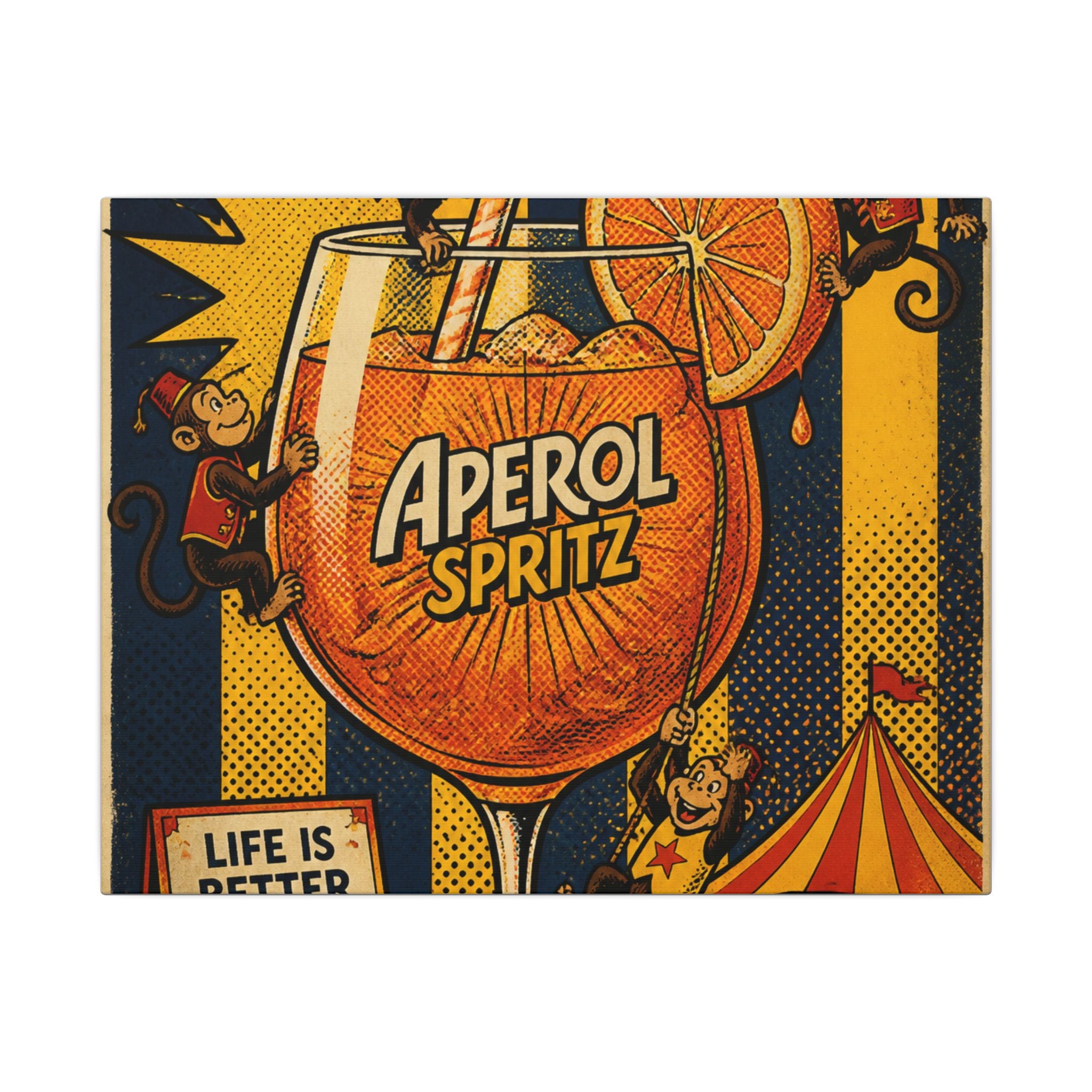 Aperol Spritz Monkeys Wall Art Canvas 24×36 Pop Art Restaurant Decor Maximalist Print