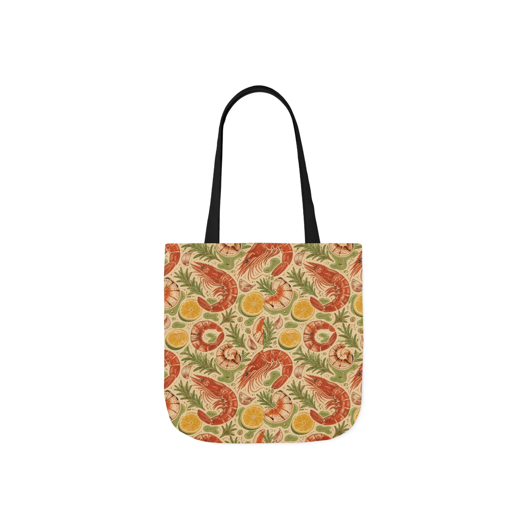 Mediterranean Shrimp Canvas Tote Bag Mediterranean Kitchen Linocut Design Italian Cottagecore Gift