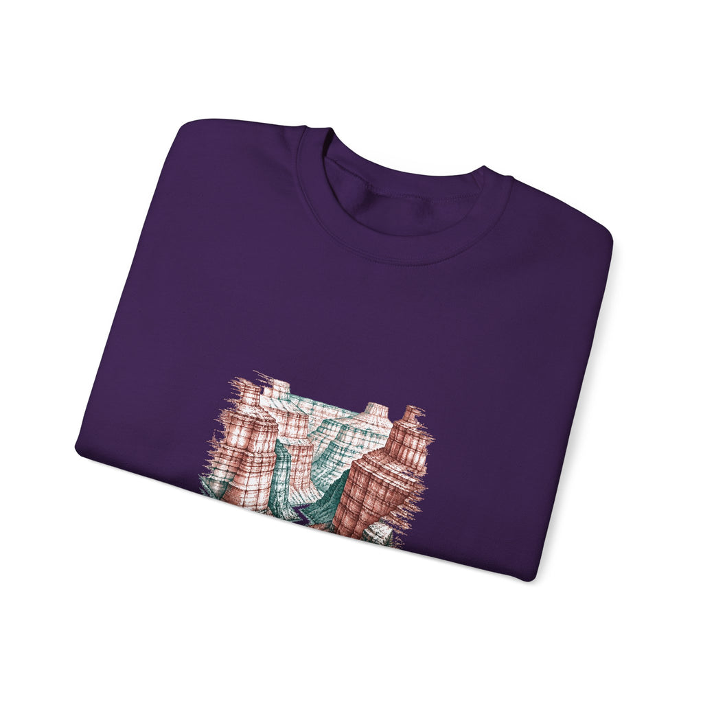 Matching Couple Sweatshirt - Lavender Fields & Canyon Matching Couple Crewneck Sweatshirt Hand-Drawn Art His Hers Best Friend Gift - Design B