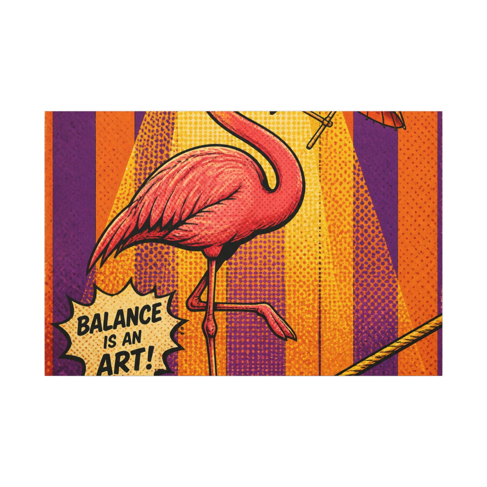 Flamingo Tightrope Wall Art Canvas 24×36 Pop Art Restaurant Decor Maximalist Print