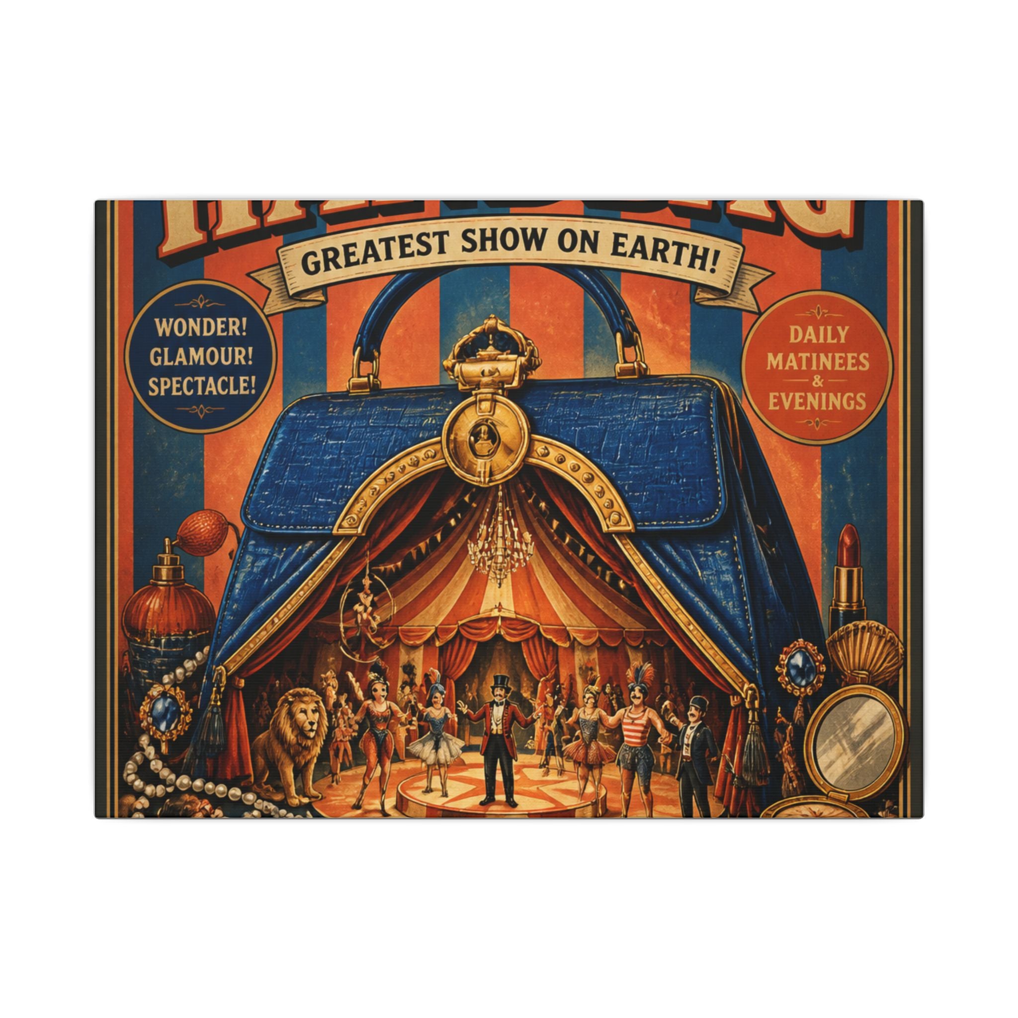 Handbag Big Top Wall Art Canvas 16×20 Vintage Circus Kitchen Decor Maximalist Print
