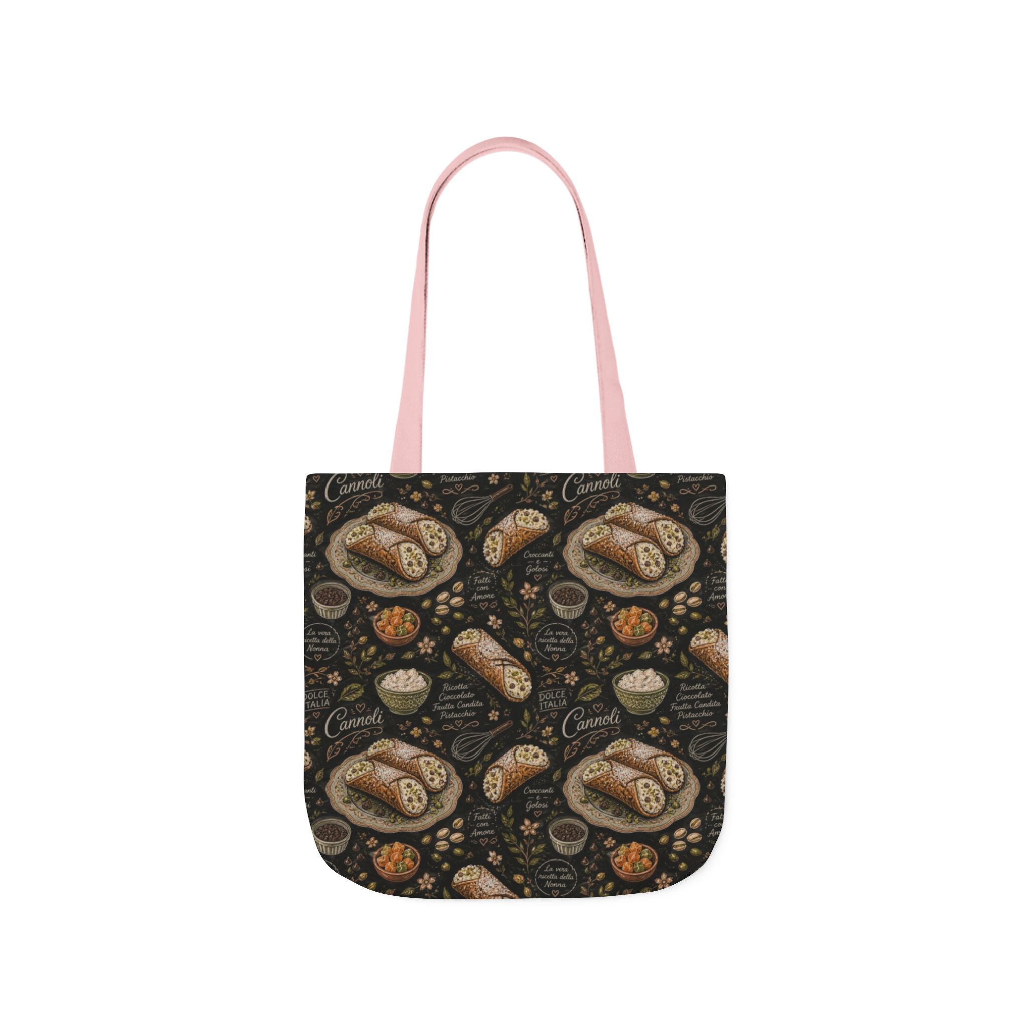 Sicilian Cannoli Canvas Tote Bag Mediterranean Kitchen Chalk Art Design Italian Cottagecore Gift