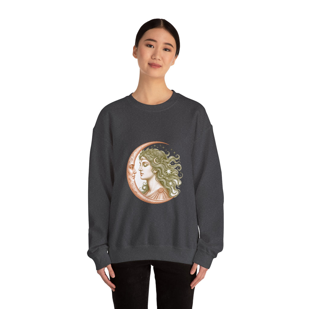 Matching Couple Sweatshirt - Helios & Selene Matching Couple Crewneck Sweatshirt Vintage Art His Hers Wedding Gift - Design B