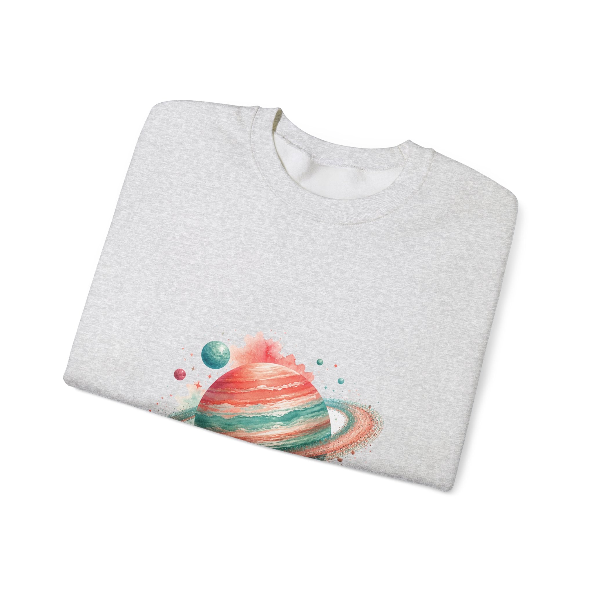 Matching Couple Sweatshirt - Astronaut & Planet Matching Couple Premium Fleece Sweatshirt Watercolor Art His Hers Birthday Gift - Design B