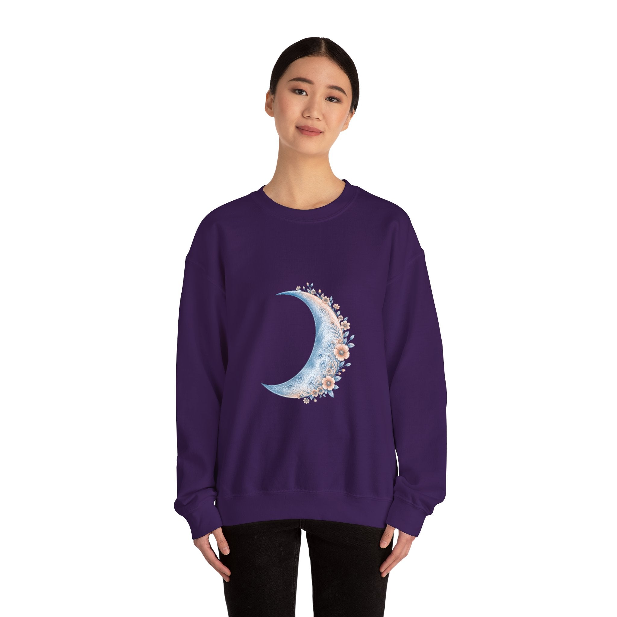 Matching Couple Sweatshirt - Waxing & Waning Moon Matching Couple Crewneck Sweatshirt Vintage Art His Hers Wedding Gift - Design A