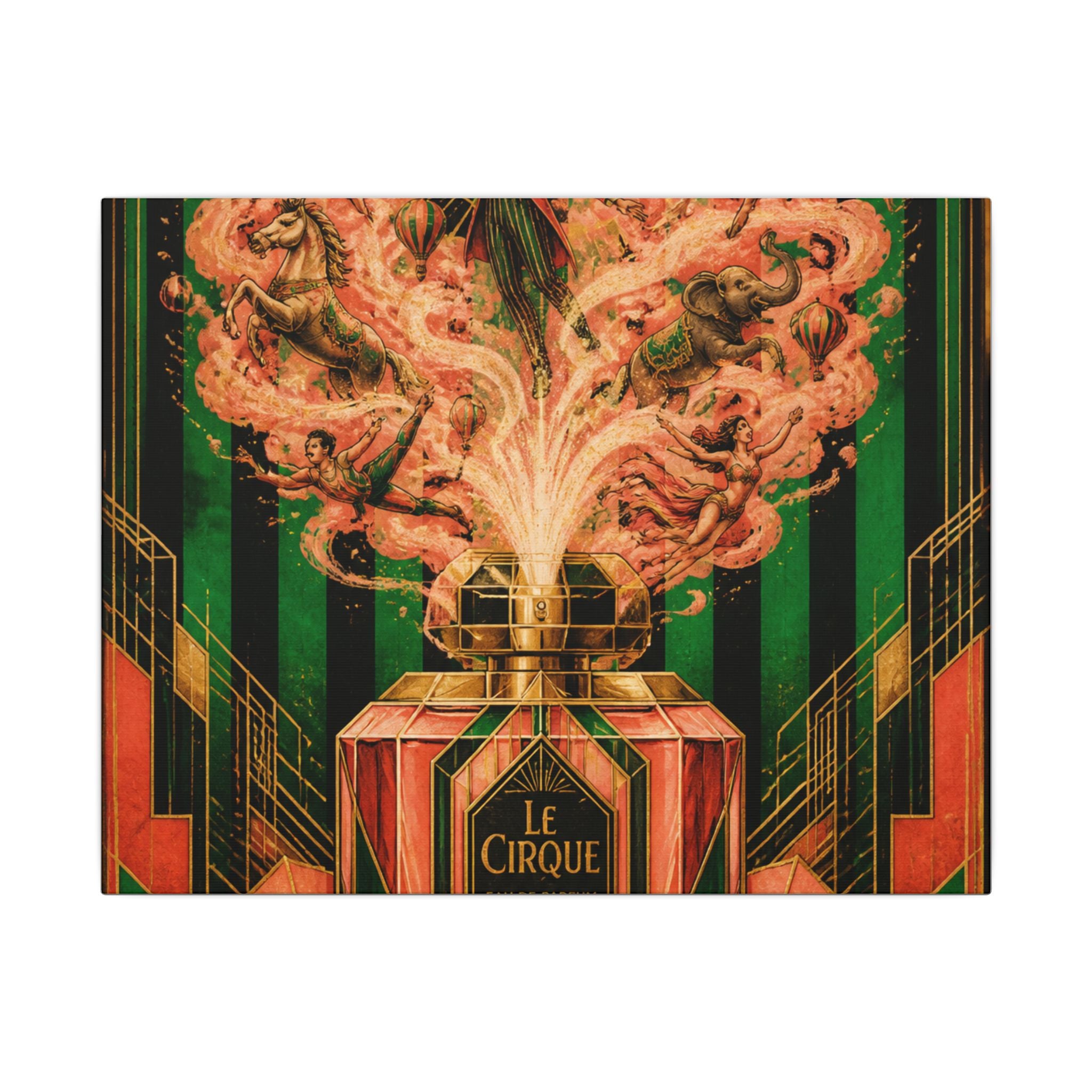 Perfume Bottle Fountain Wall Art Canvas 16×20 Art Deco Entryway Decor Maximalist Print