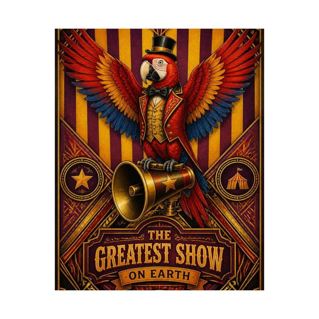 Parrot Ringmaster Wall Art Poster 24×36 Art Deco Bar Area Decor Maximalist Print