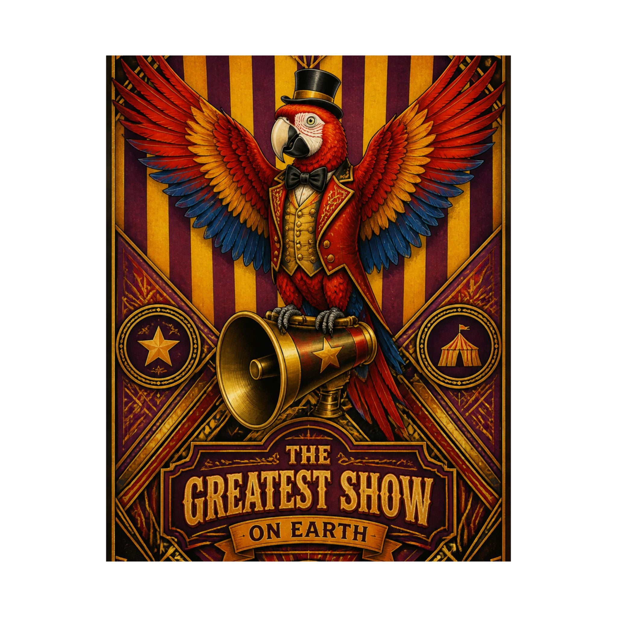 Parrot Ringmaster Wall Art Poster 24×36 Art Deco Bar Area Decor Maximalist Print
