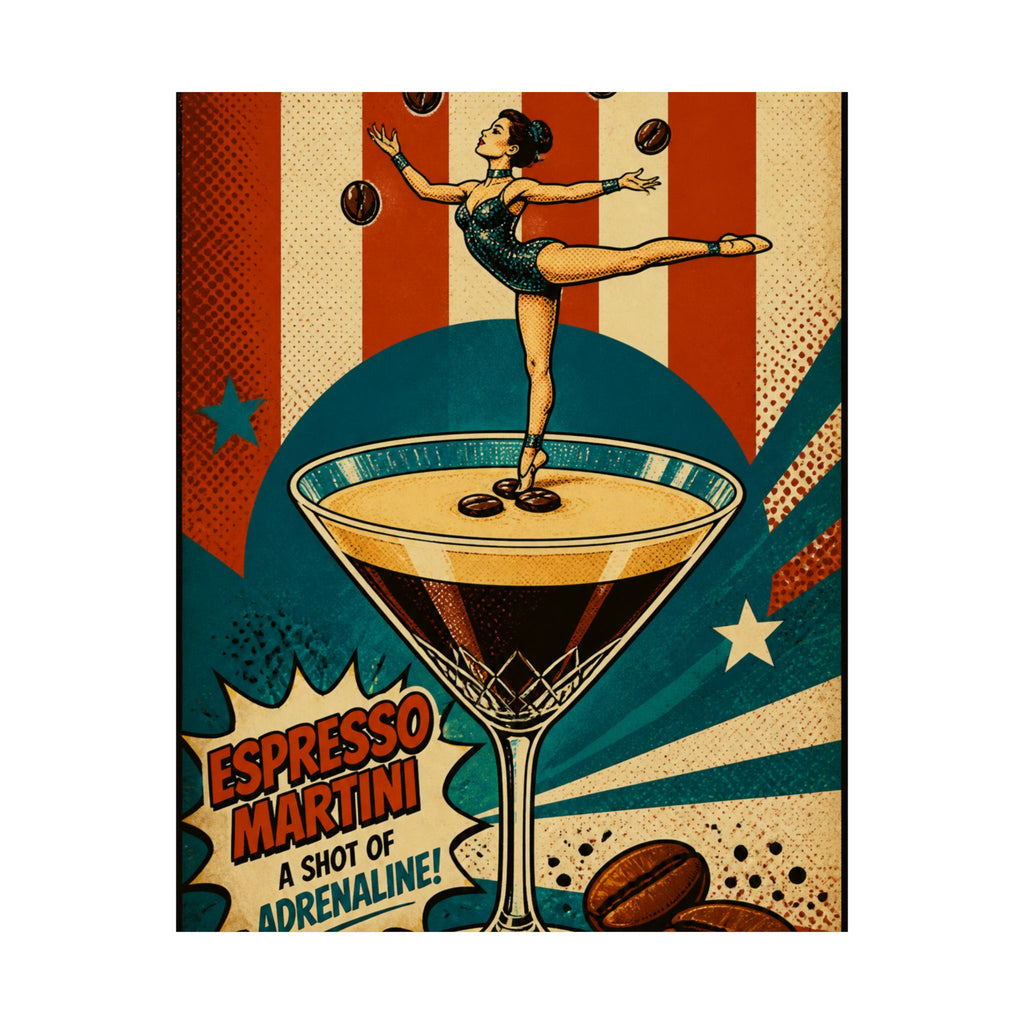 Espresso Martini Acrobat Wall Art Poster 18×24 Pop Art Living Room Decor Maximalist Print
