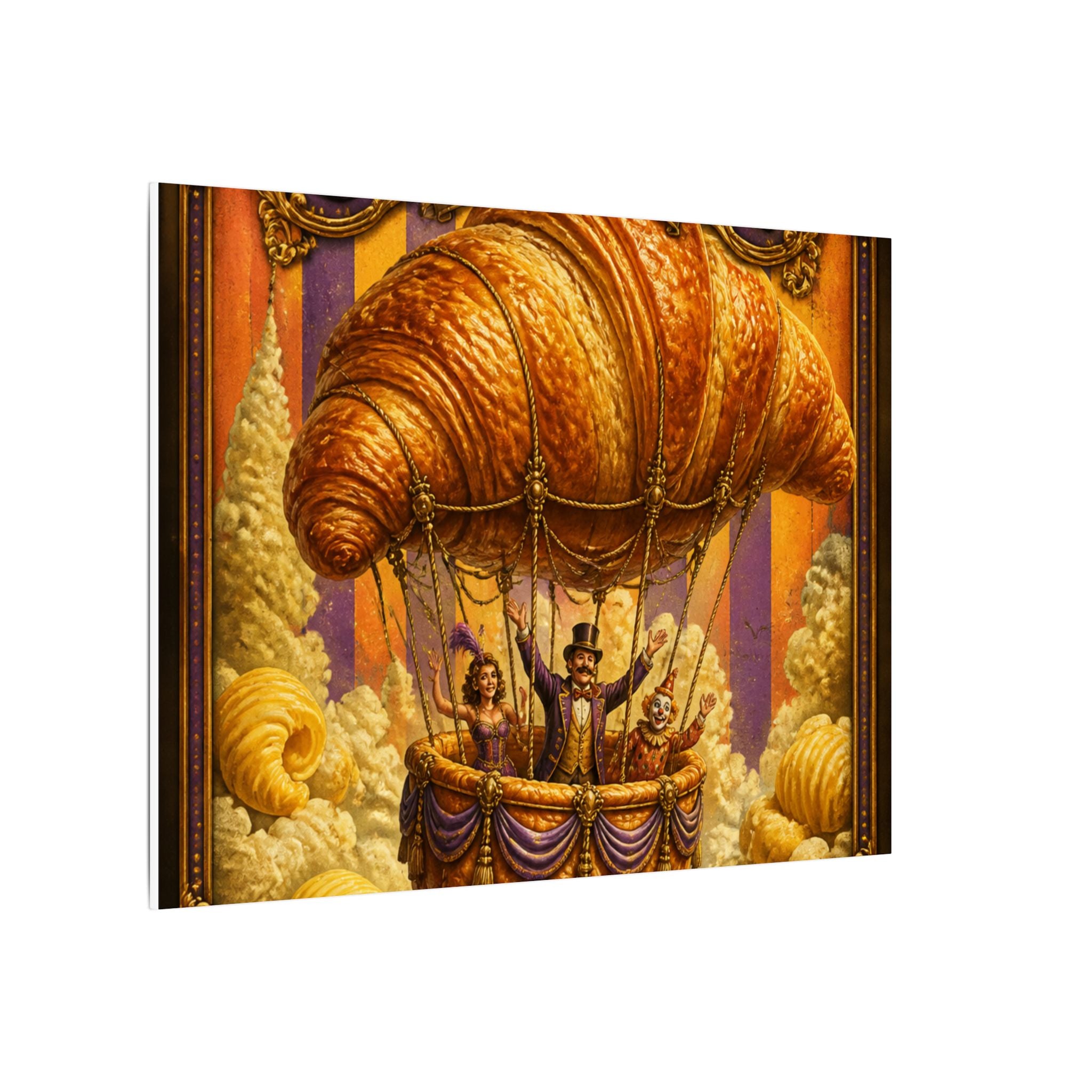 Croissant Hot Air Balloon Wall Art Canvas 16×20 Baroque Home Office Decor Maximalist Print