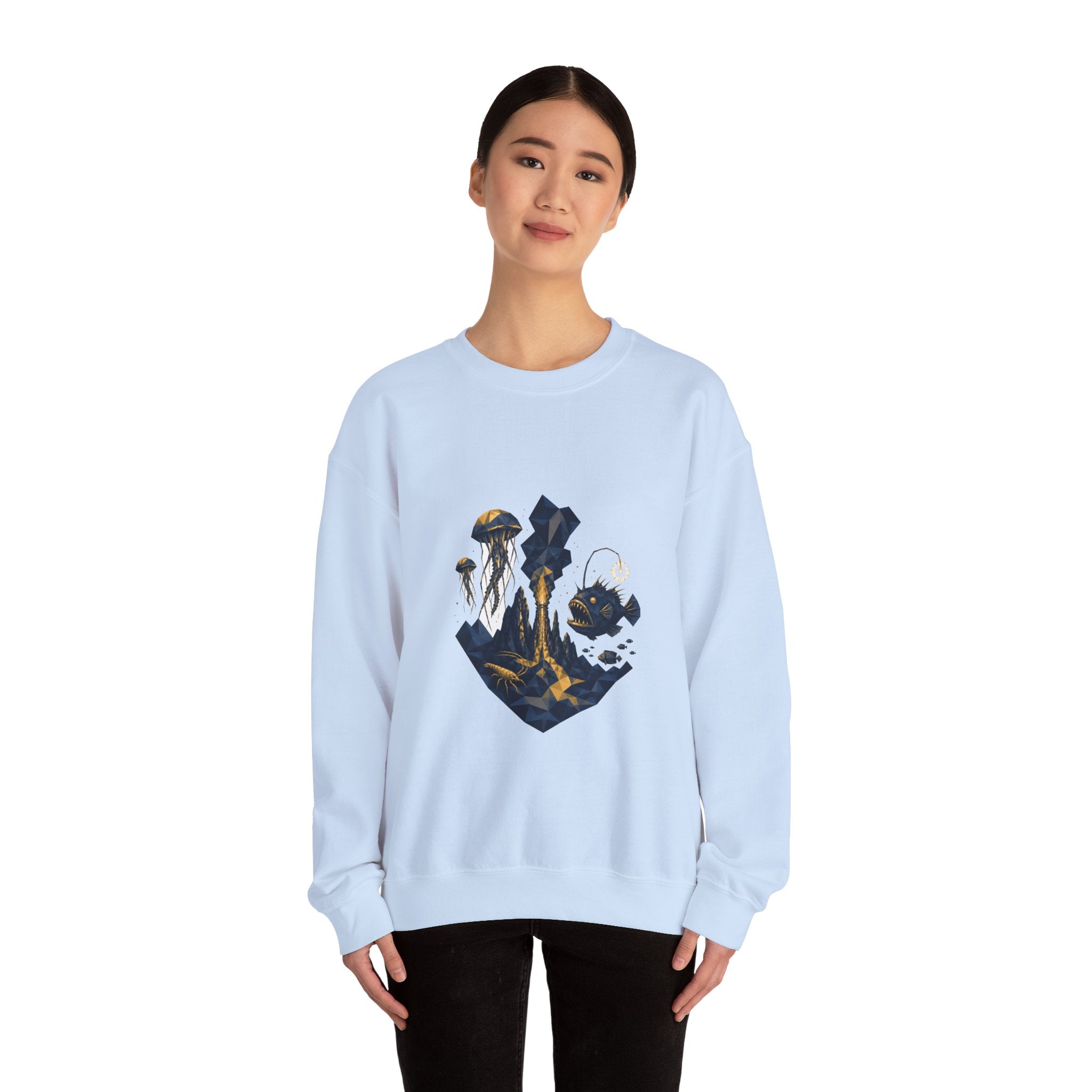 Matching Couple Sweatshirt - Coral Reef & Deep Sea Matching Couple Premium Fleece Sweatshirt Geometric Art His Hers Love Gift - Design B