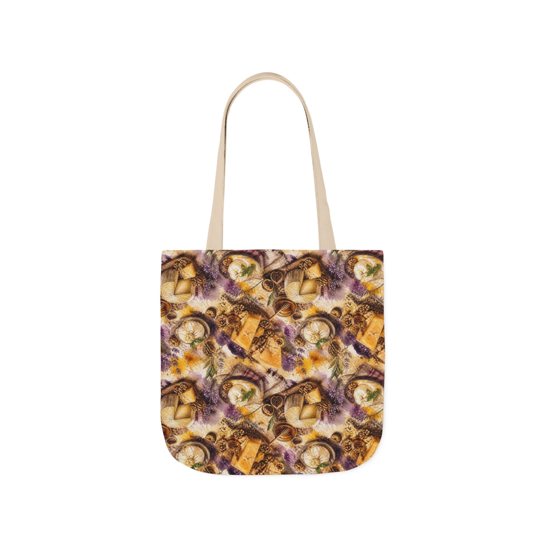 Italian Cheese Board Canvas Tote Bag Mediterranean Kitchen Watercolor Splash Design Italian Cottagecore Gift