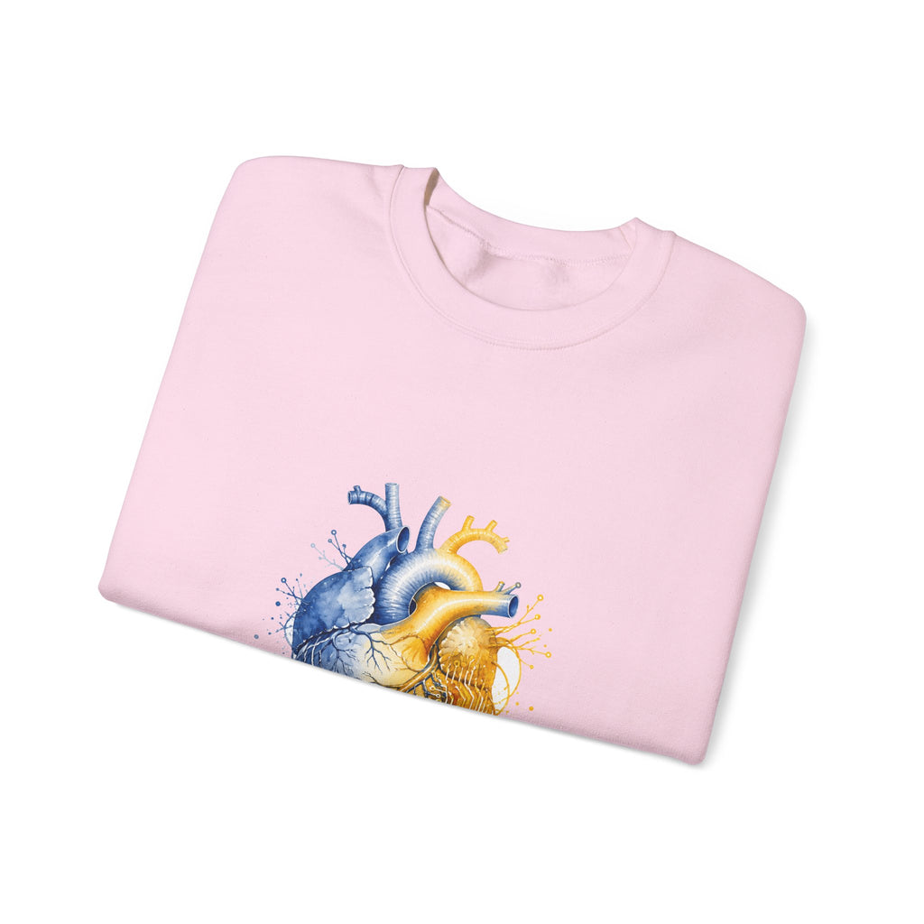 Matching Couple Sweatshirt - Robot & Heart Matching Couple Crewneck Sweatshirt Watercolor Art His Hers Engagement Gift - Design B