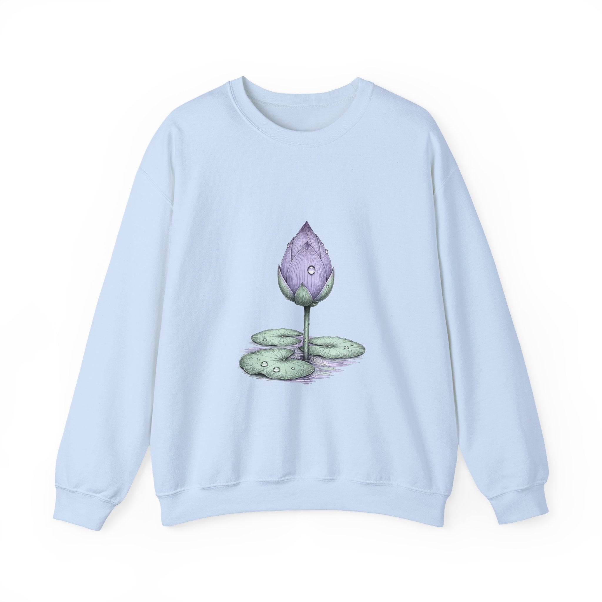 Matching Couple Sweatshirt - Open & Closed Lotus Matching Couple Crewneck Sweatshirt Hand-Drawn Art His Hers Best Friend Gift - Design B