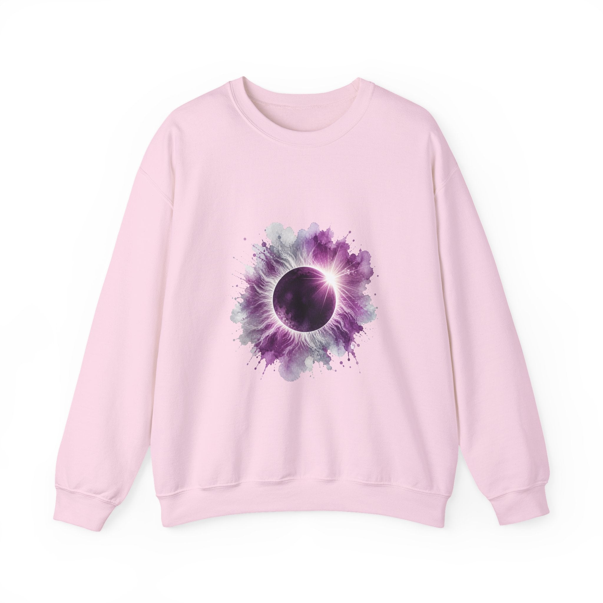 Matching Couple Sweatshirt - Solar & Lunar Eclipse Matching Couple Premium Fleece Sweatshirt Watercolor Art His Hers Birthday Gift - Design A