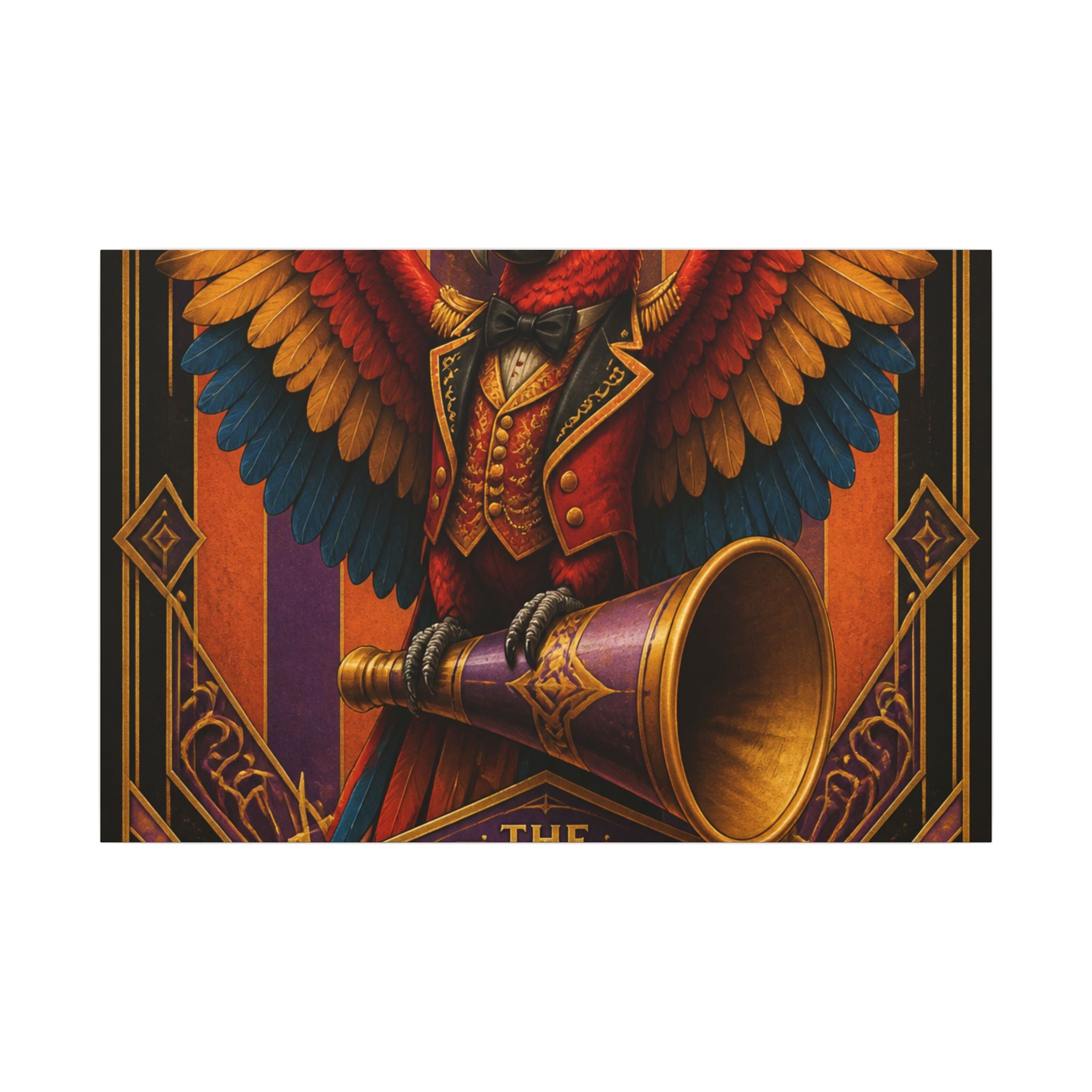 Parrot Ringmaster Wall Art Canvas 24×36 Art Deco Bar Area Decor Maximalist Print