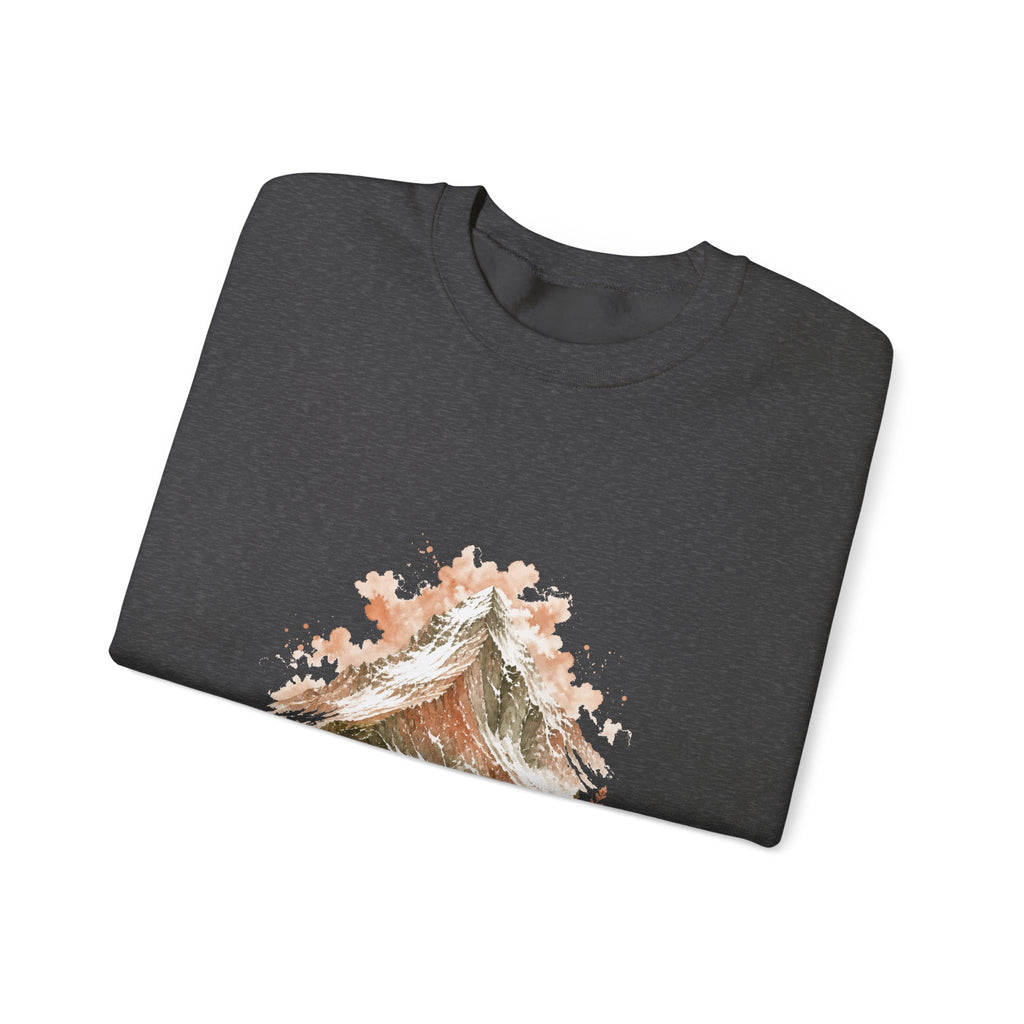 Matching Couple Sweatshirt - Mountain & Ocean Matching Couple Premium Fleece Sweatshirt Watercolor Art His Hers Birthday Gift - Design A