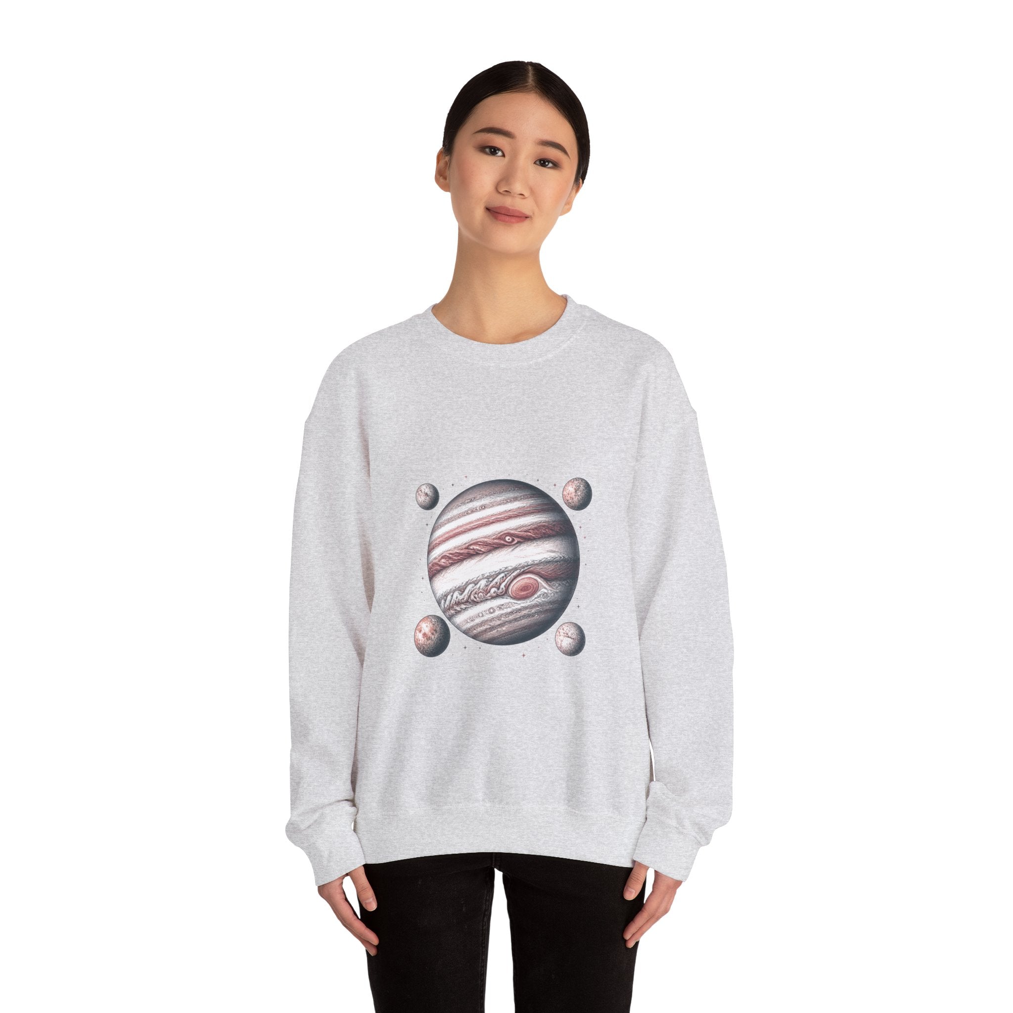 Matching Couple Sweatshirt - Saturn & Jupiter Matching Couple Crewneck Sweatshirt Hand-Drawn Art His Hers Best Friend Gift - Design B