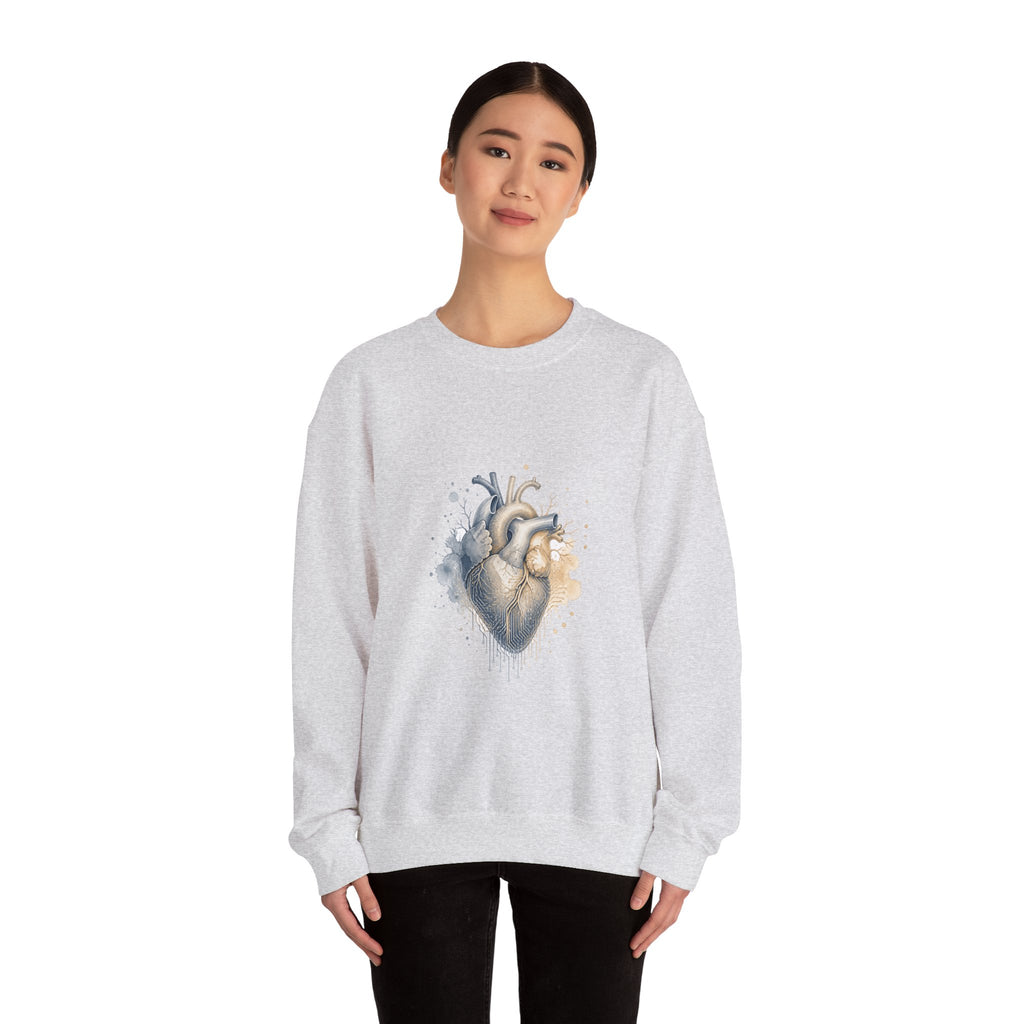 Matching Couple Sweatshirt - Robot & Heart Matching Couple Comfort Colors Crew Watercolor Art His Hers Birthday Gift - Design B