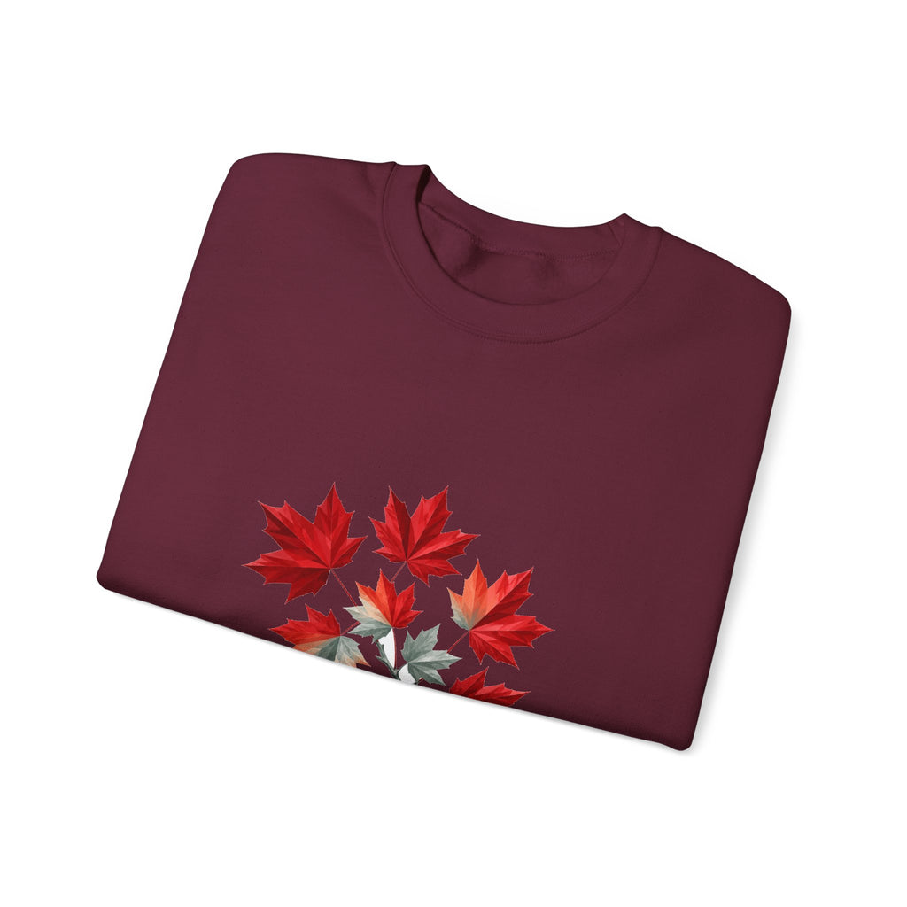 Matching Couple Sweatshirt - Cherry Blossom & Maple Leaf Matching Couple Crewneck Sweatshirt Geometric Art His Hers Couple Gift - Design B