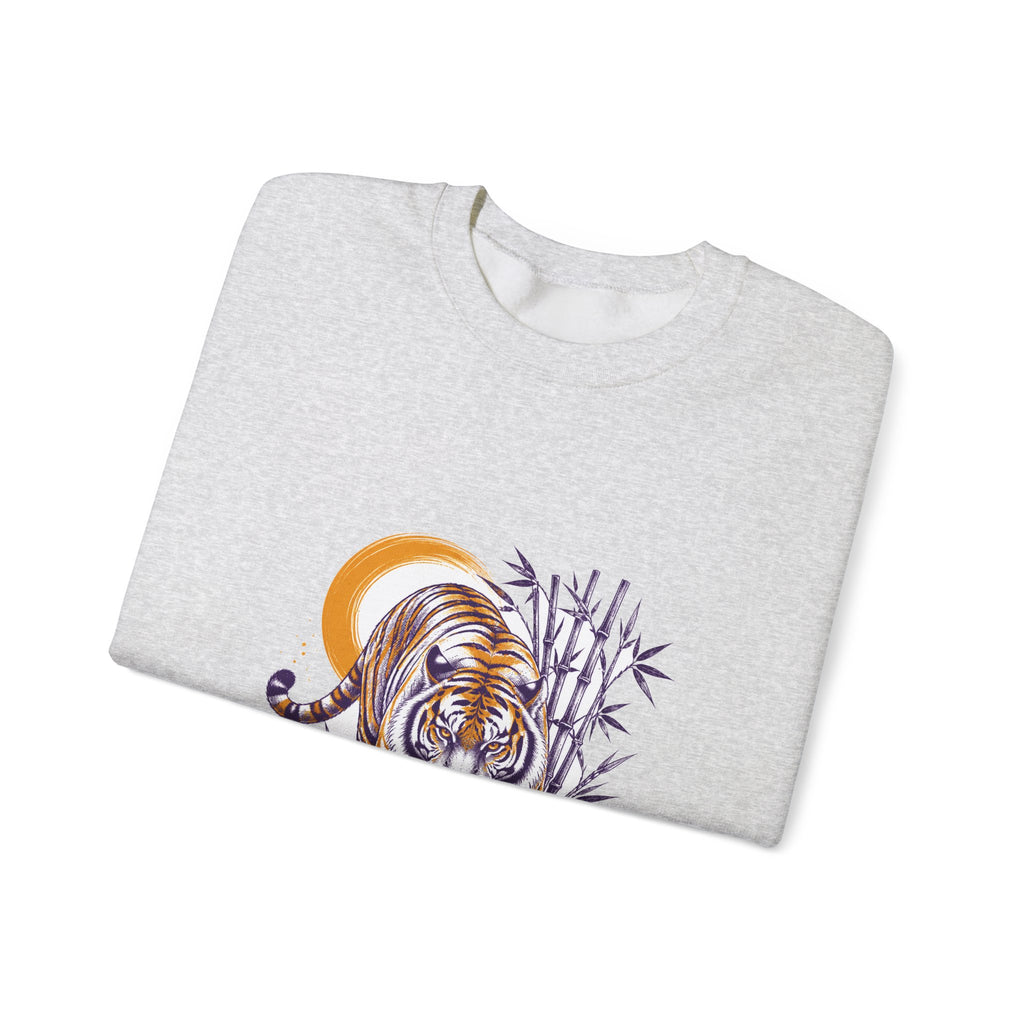 Matching Couple Sweatshirt - Tiger & Crane Matching Couple Premium Fleece Sweatshirt Hand-Drawn Art His Hers Anniversary Gift - Design A