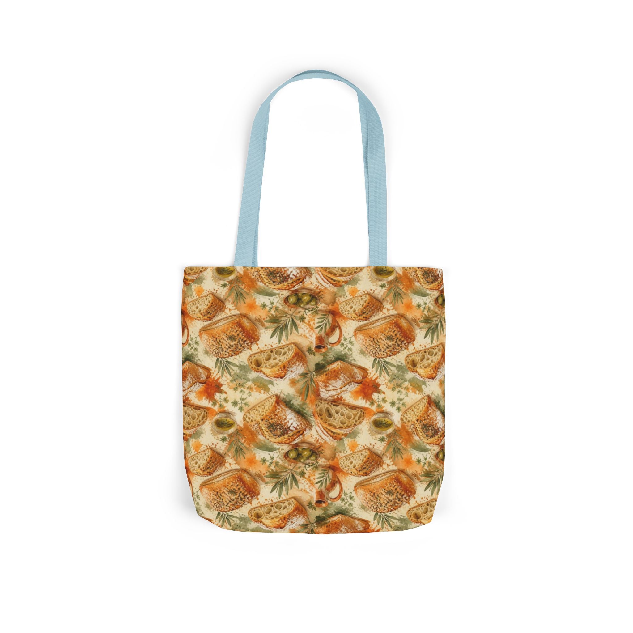 Ciabatta Rolls Canvas Tote Bag Mediterranean Kitchen Watercolor Splash Design Italian Cottagecore Gift