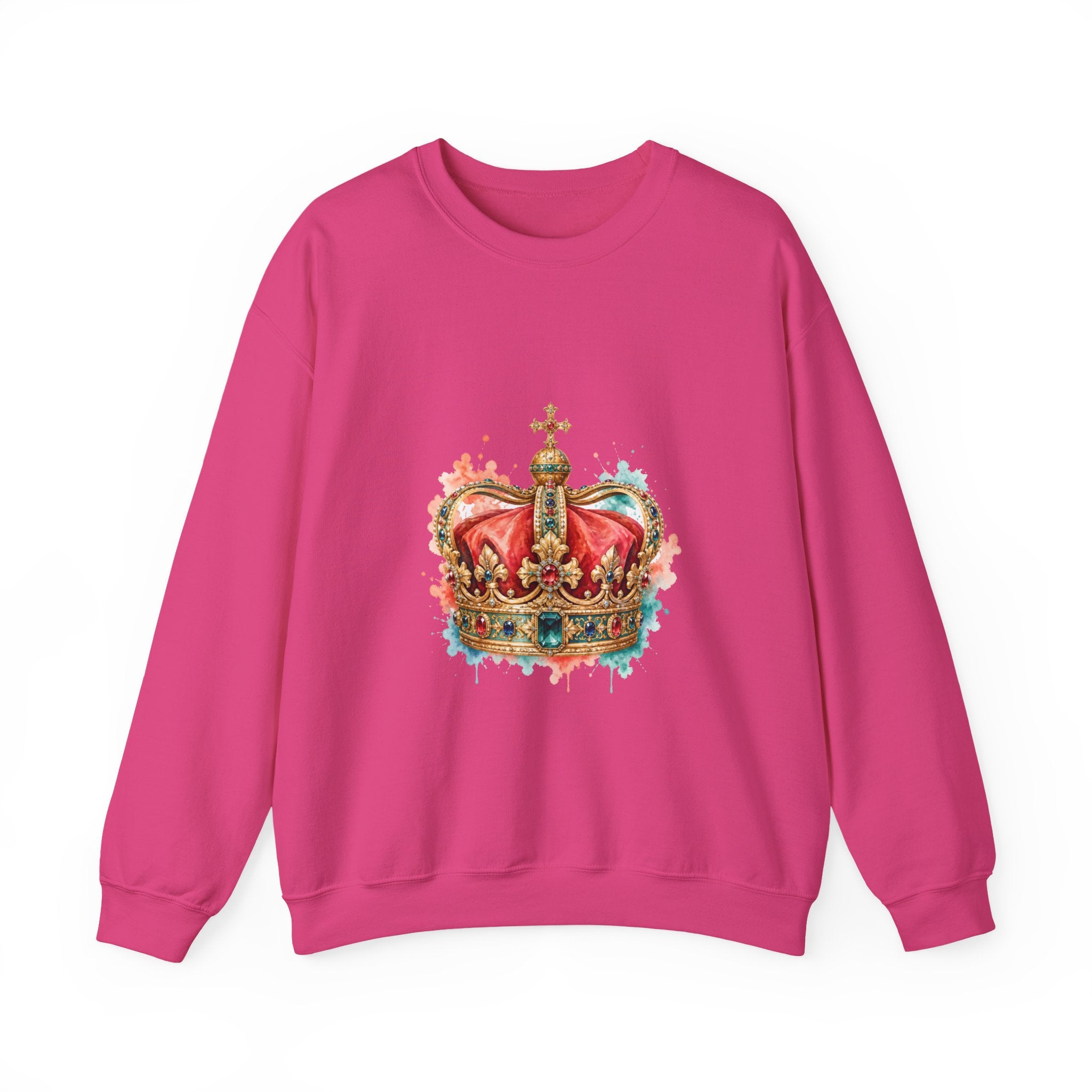 Matching Couple Sweatshirt - Crown & Shield Matching Couple Comfort Colors Crew Watercolor Art His Hers Birthday Gift - Design A