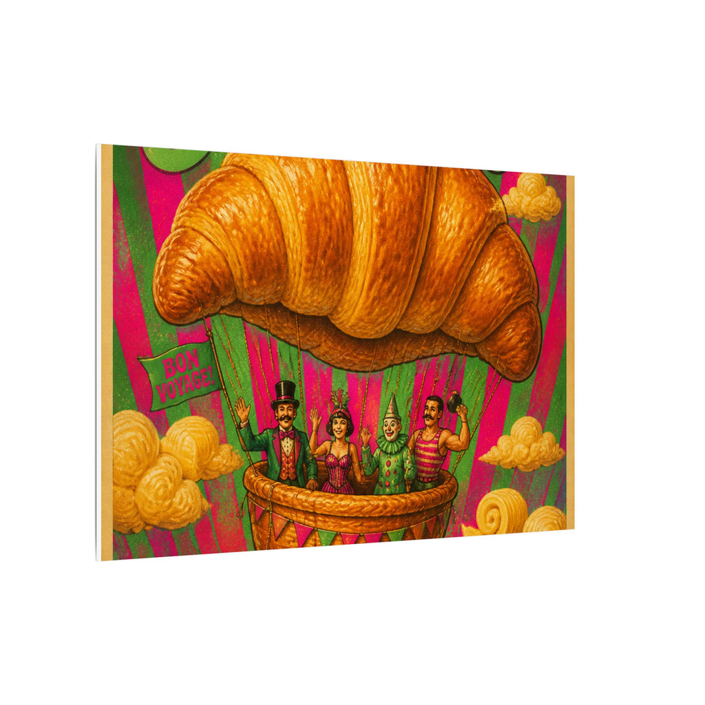 Croissant Hot Air Balloon Wall Art Canvas 16×20 Psychedelic Cafe Decor Maximalist Print