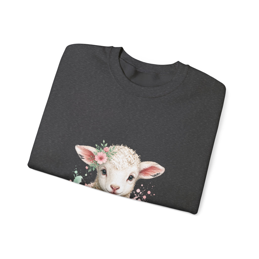 Matching Couple Sweatshirt - Lion & Lamb Matching Couple Premium Fleece Sweatshirt Watercolor Art His Hers Birthday Gift - Design B