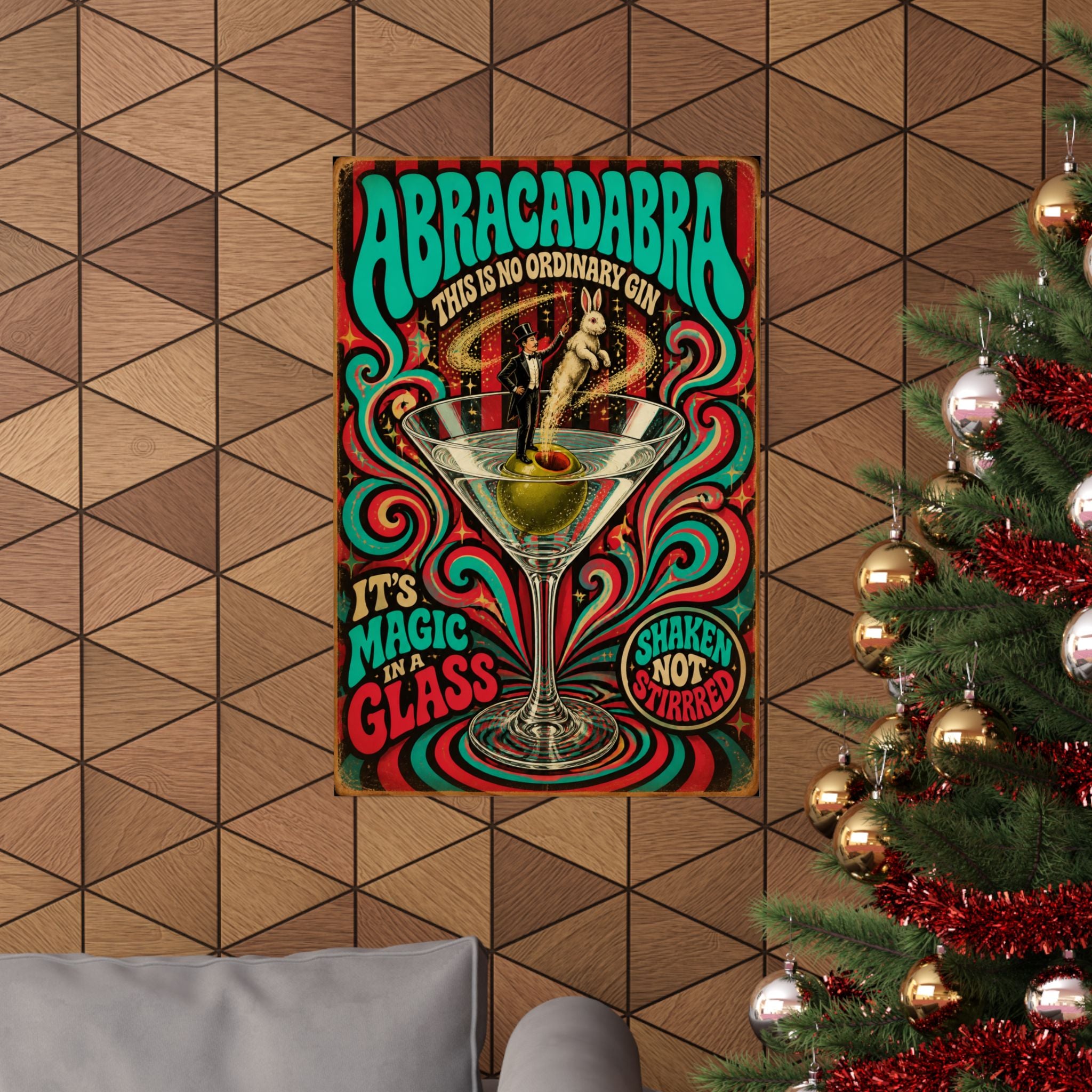 Martini Magician Wall Art Poster 24×36 Psychedelic Dining Room Decor Maximalist Print