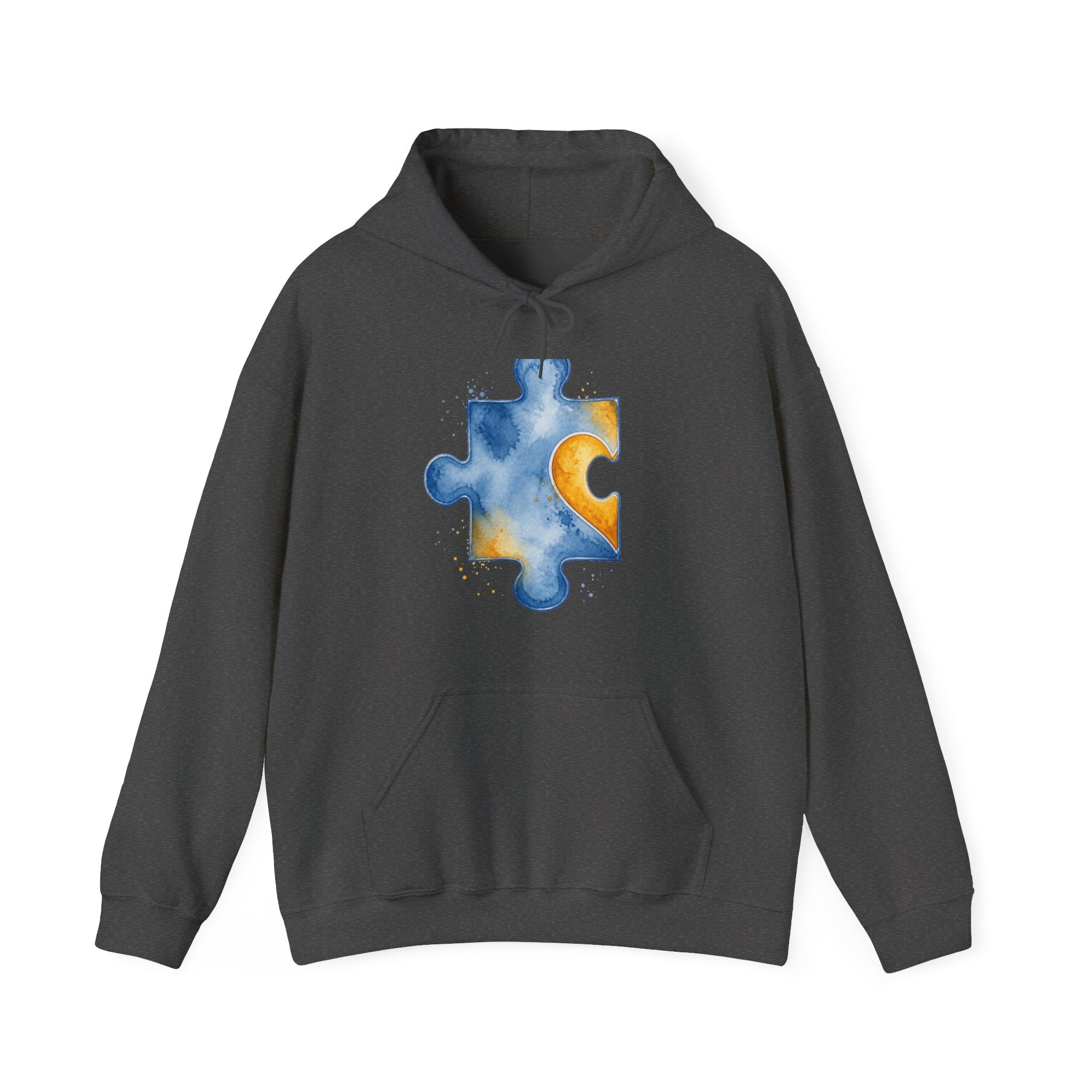 Matching Couple Sweatshirt - Puzzle Pieces Matching Couple Hooded Sweatshirt Watercolor Art His Hers Engagement Gift - Design A