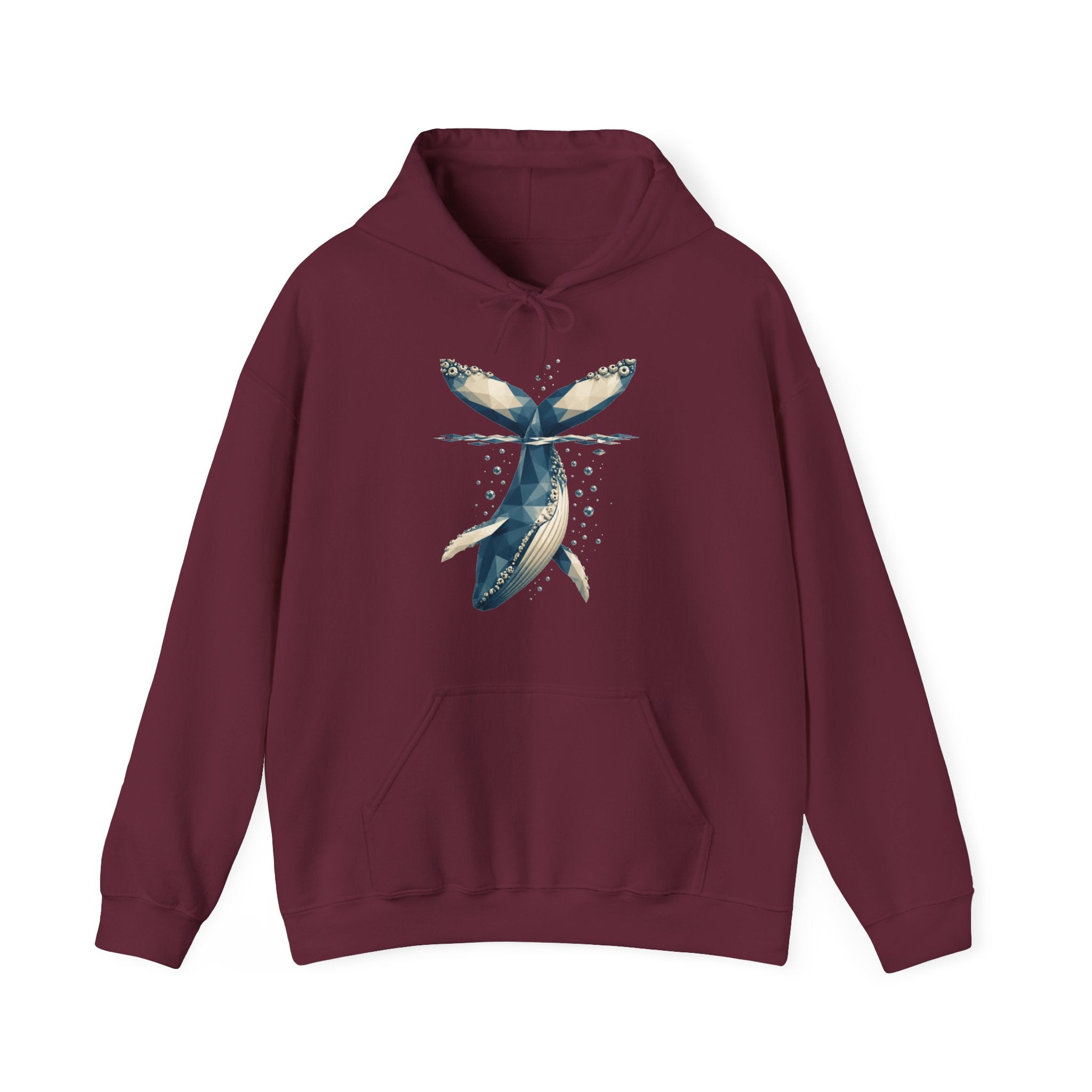 Matching Couple Sweatshirt - Eagle & Whale Matching Couple Hooded Sweatshirt Geometric Art His Hers Couple Gift - Design B